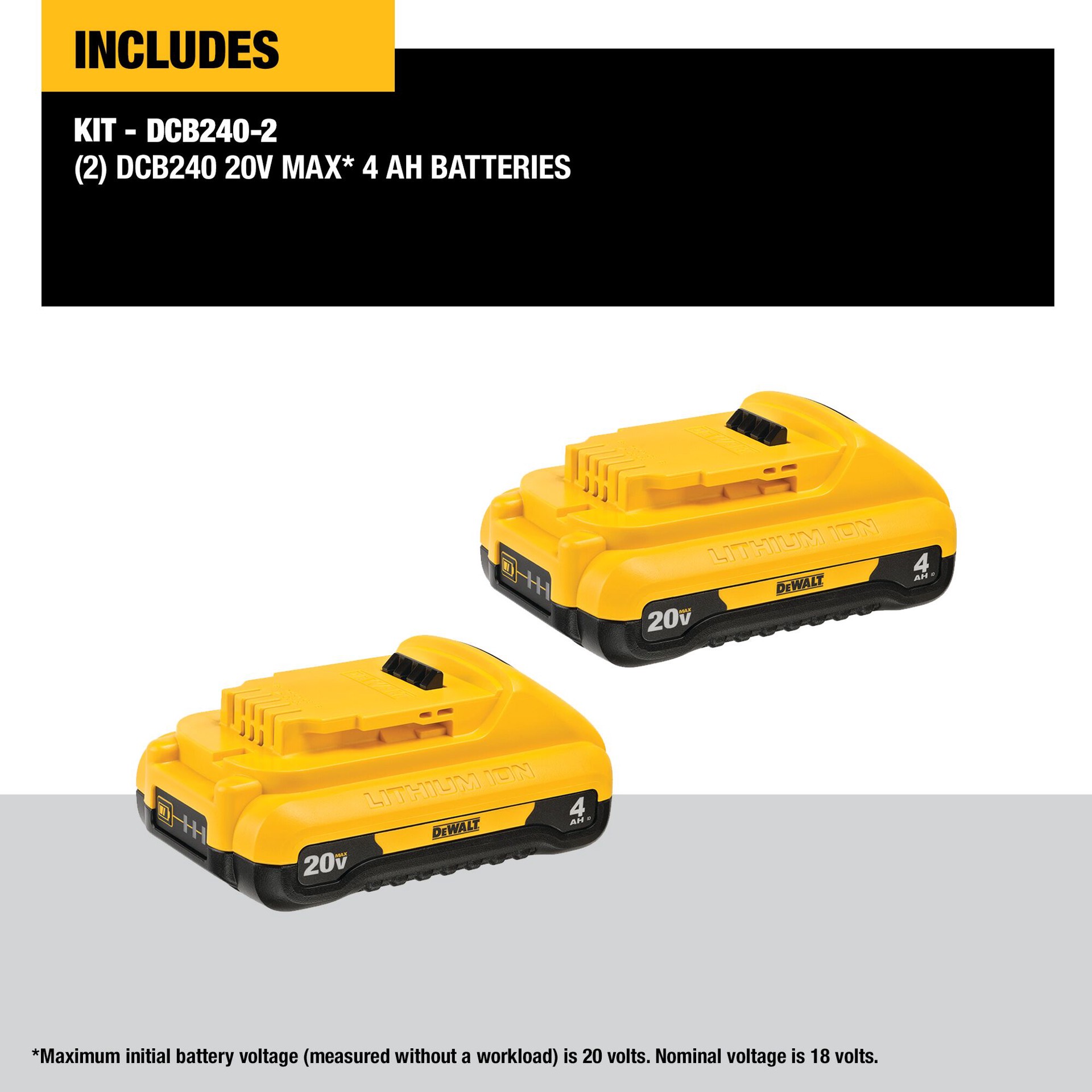slide 3 of 6, DEWALT 20 -Volt 2 -Pack Lithium-ion ( 4 Ah 4 Ah Battery ), 1 ct