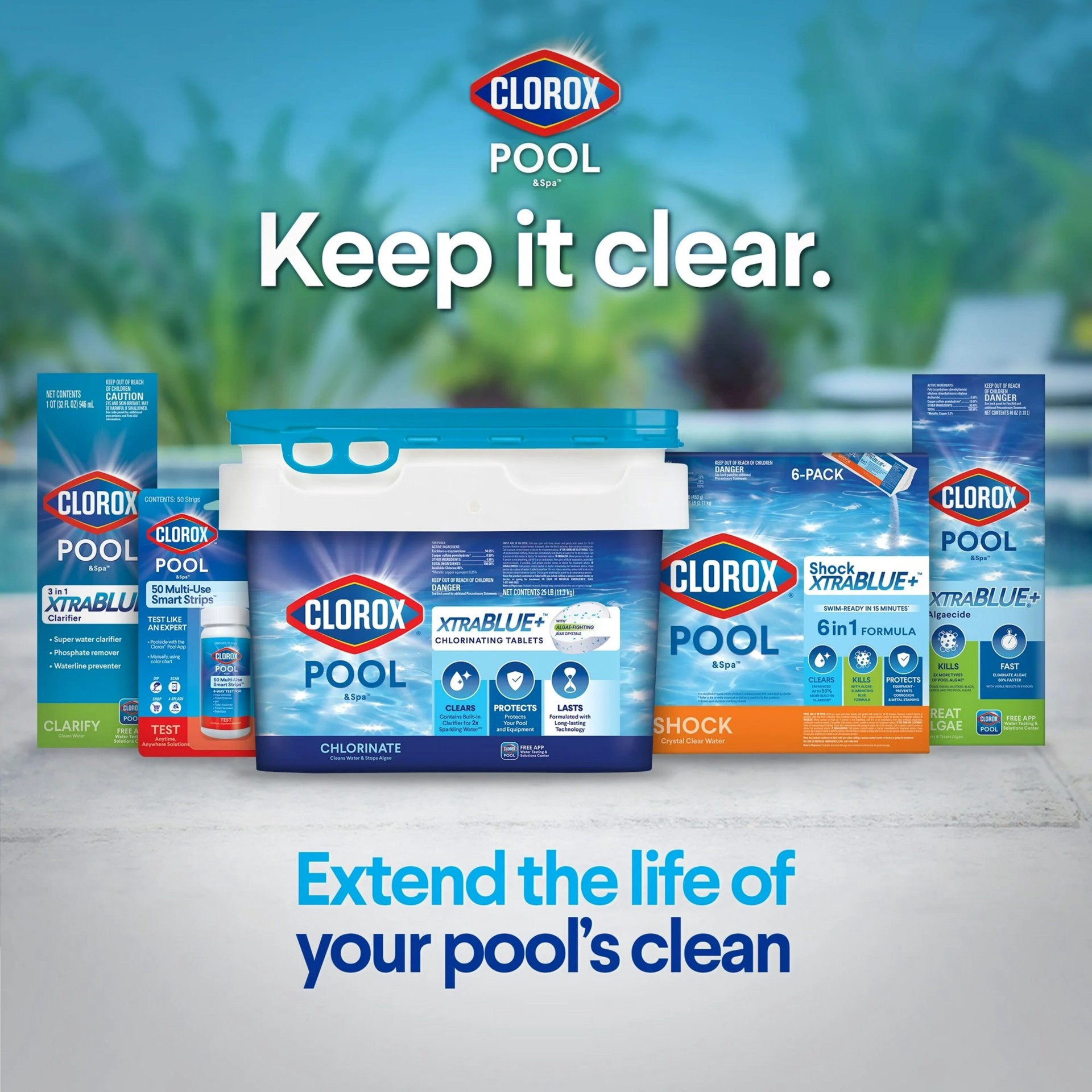 slide 5 of 6, Clorox Pool&Spa XtraBlue 0.38 Pound(s) Individual 3-in Tablets Chlorine, 1 ct