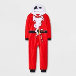 NBC Boys' The Nightmare Before Christmas Jack Skellington Long Sleeve Union Suit - Red L