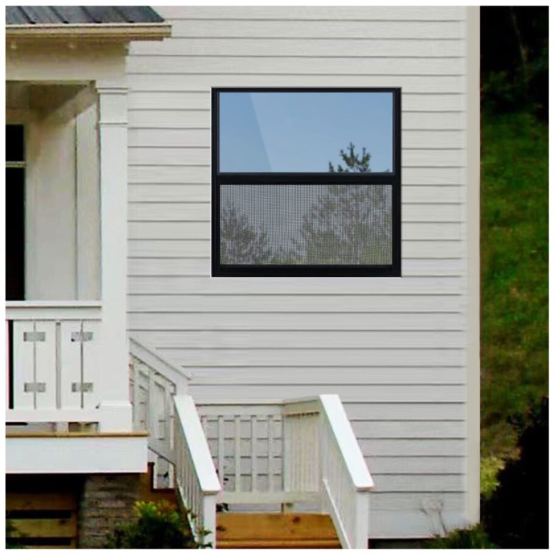 slide 5 of 6, RELIABILT 46000 Series 35-1/2-in x 35-1/2-in Black Exterior Aluminum New Construction Single Hung Window Low-E Double Pane Glass (Half Screen Included), 1 ct