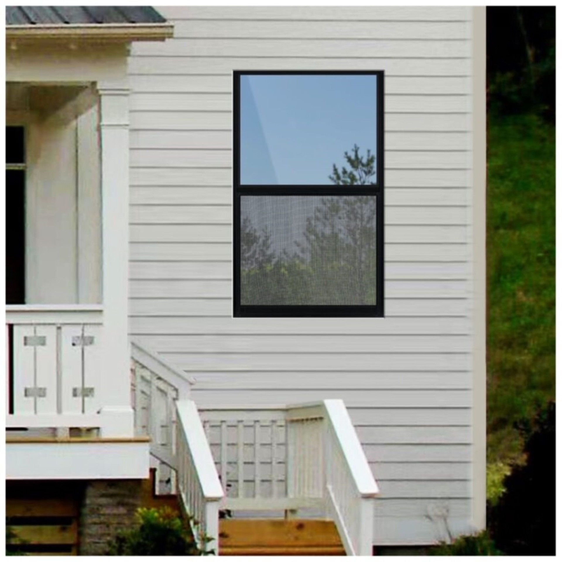 slide 4 of 6, RELIABILT 46000 Series 35-1/2-in x 51-1/2-in Black Exterior Aluminum New Construction Single Hung Window Low-E Double Pane Glass (Half Screen Included), 1 ct
