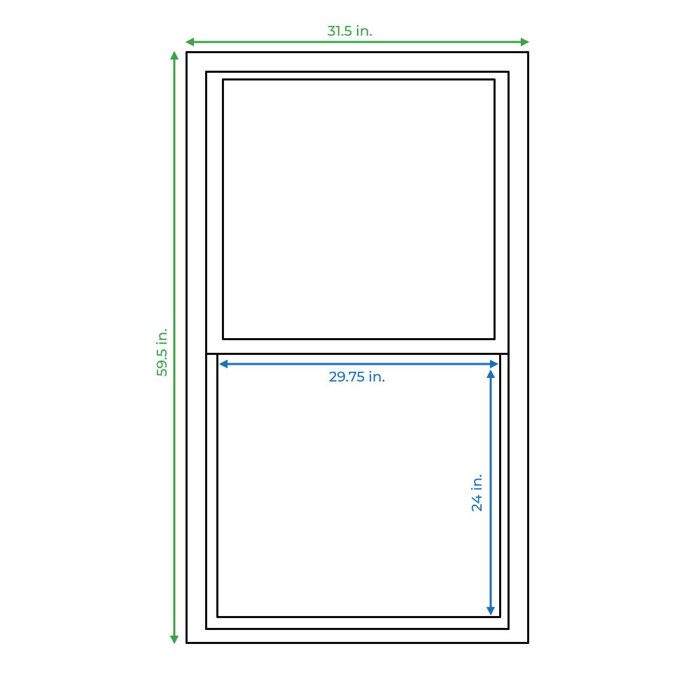 slide 4 of 6, RELIABILT 46000 Series 31-1/2-in x 59-1/2-in Black Exterior Aluminum New Construction Single Hung Window Low-E Double Pane Glass (Half Screen Included), 1 ct