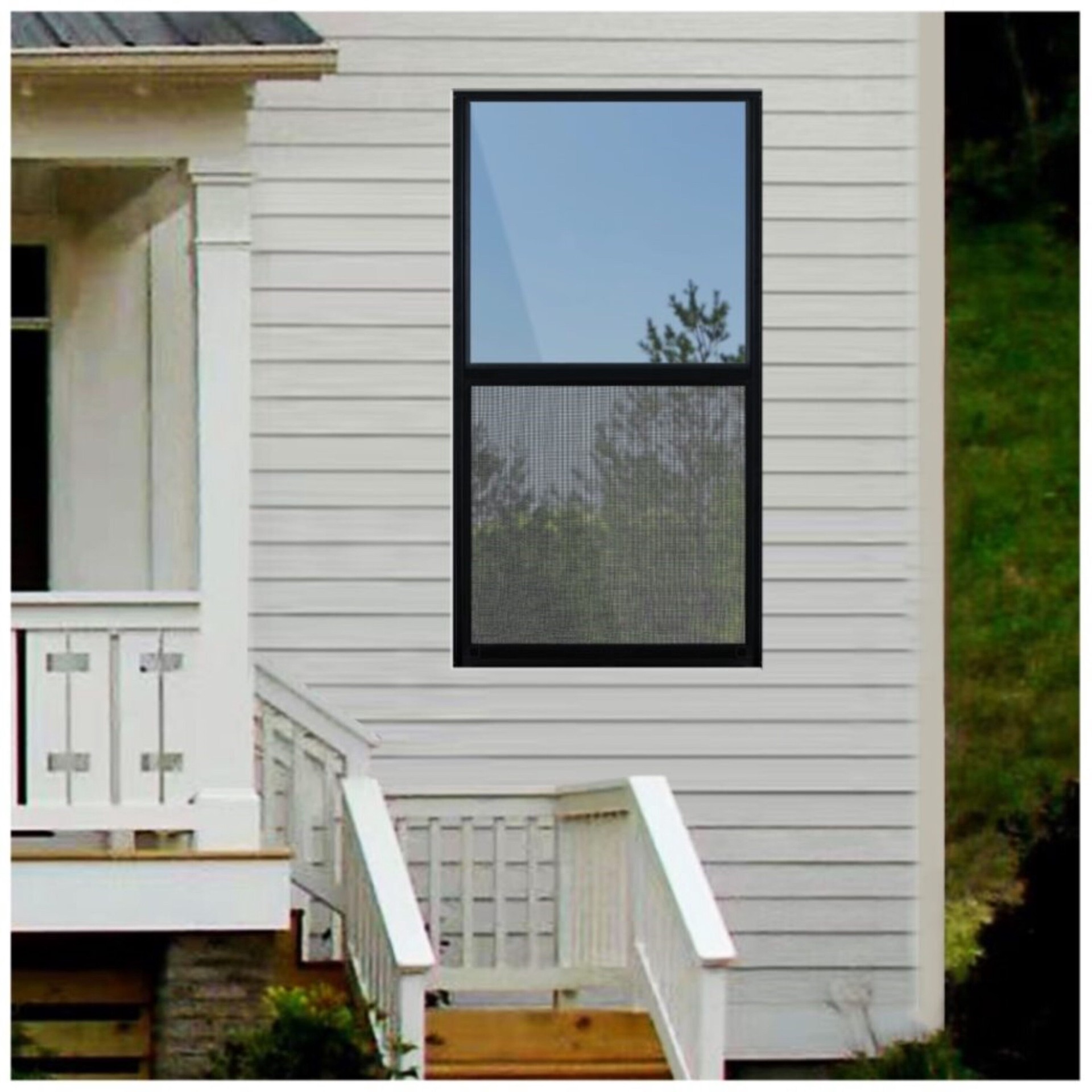 slide 5 of 6, RELIABILT 46000 Series 31-1/2-in x 59-1/2-in Black Exterior Aluminum New Construction Single Hung Window Low-E Double Pane Glass (Half Screen Included), 1 ct