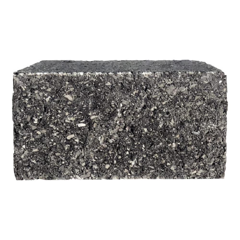 slide 3 of 5, 4-in H x 8-in L x 5.5-in D Gray/Charcoal Concrete Retaining wall block, 1 ct
