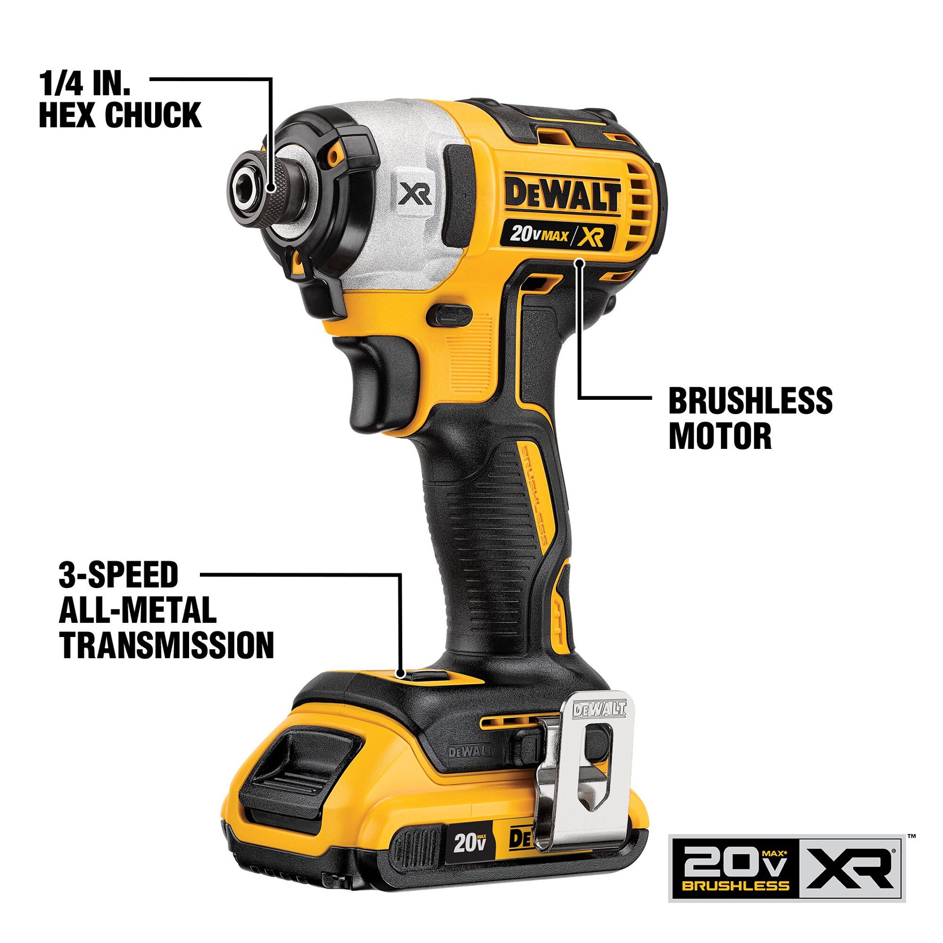 slide 4 of 6, DEWALT XR POWER DETECT 2-Tool 20-Volt Max Brushless Power Tool Combo Kit with Soft Case (2-Batteries and charger Included), 1 ct