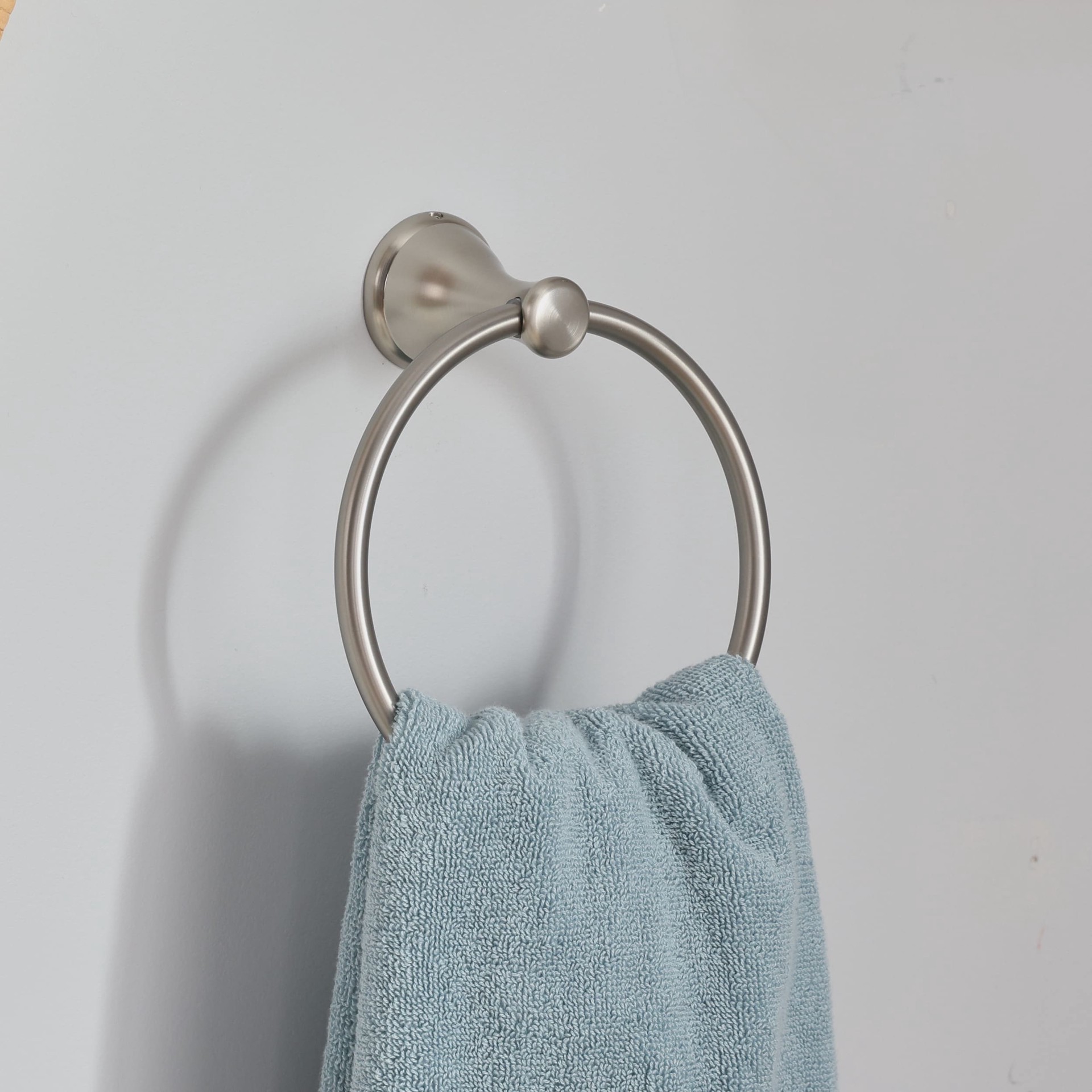 slide 4 of 6, Style Selections 3 -Piece Bailey Brushed Nickel Decorative Bathroom Hardware Set Towel Bar, Toilet Paper Holder, Towel Ring Included, 1 ct