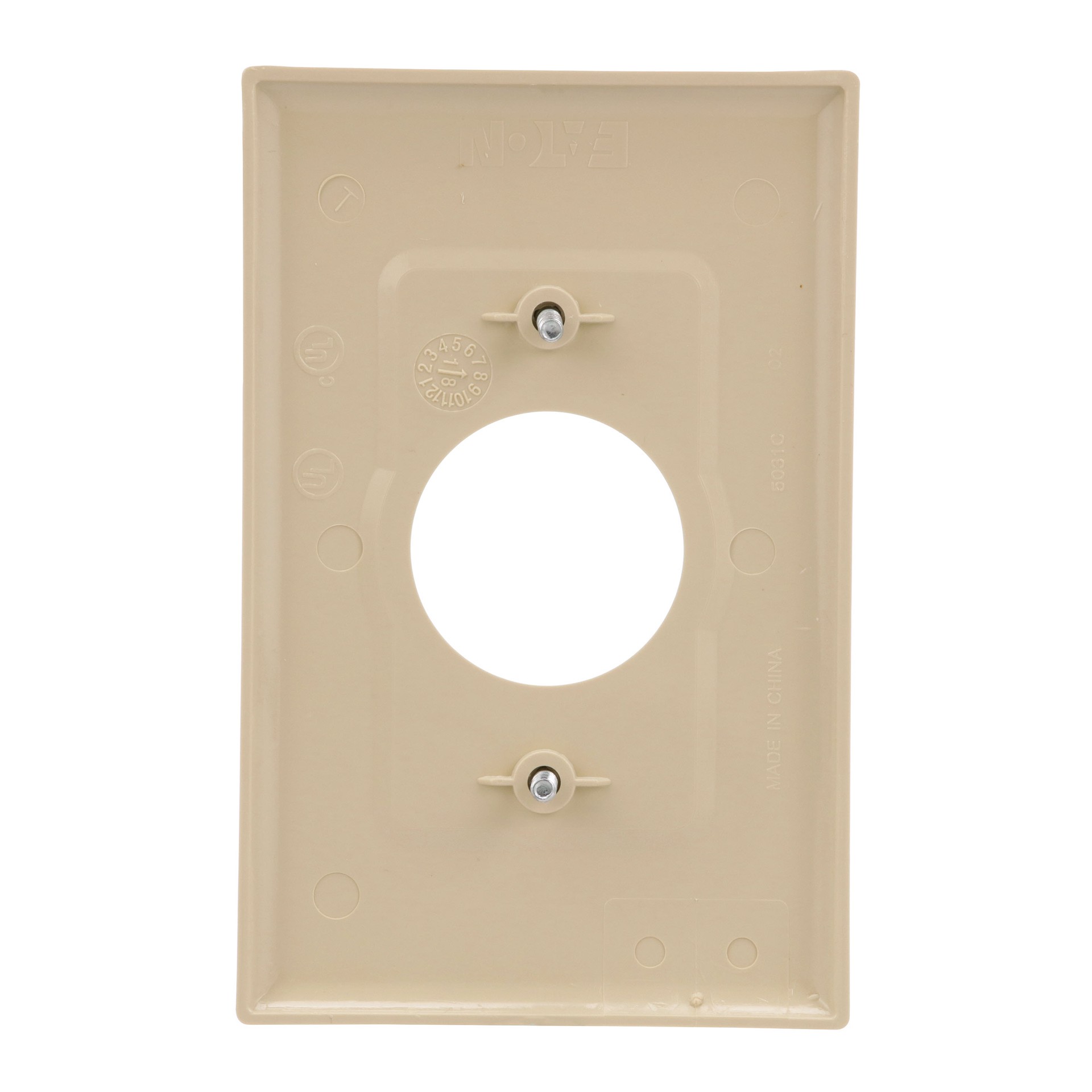slide 4 of 6, Eaton 1 -Gang Midsize Size Ivory Polycarbonate Indoor Round Wall Plate, 1 ct