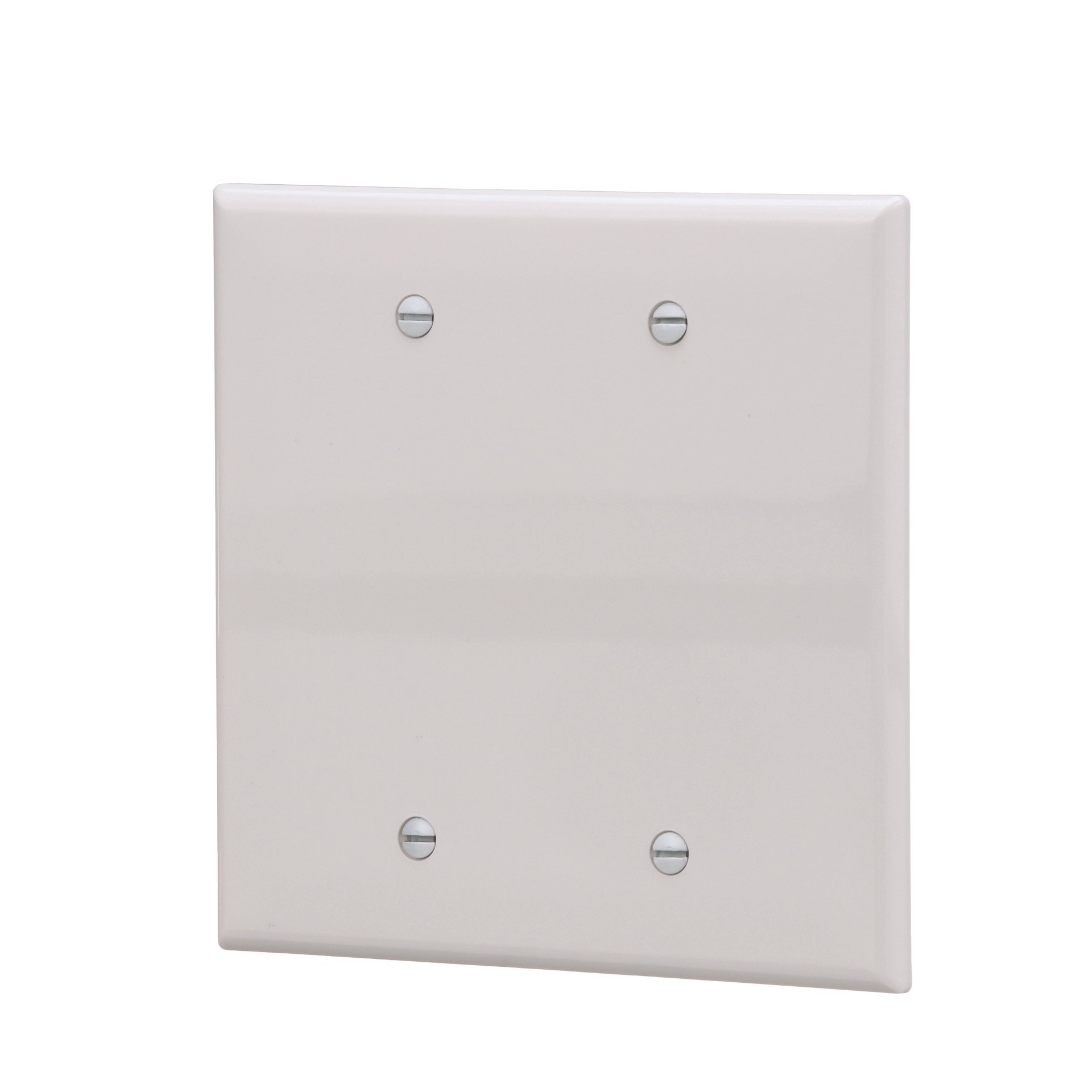 slide 3 of 6, 2 -Gang Midsize Size White Polycarbonate Indoor Blank Wall Plate, 1 ct