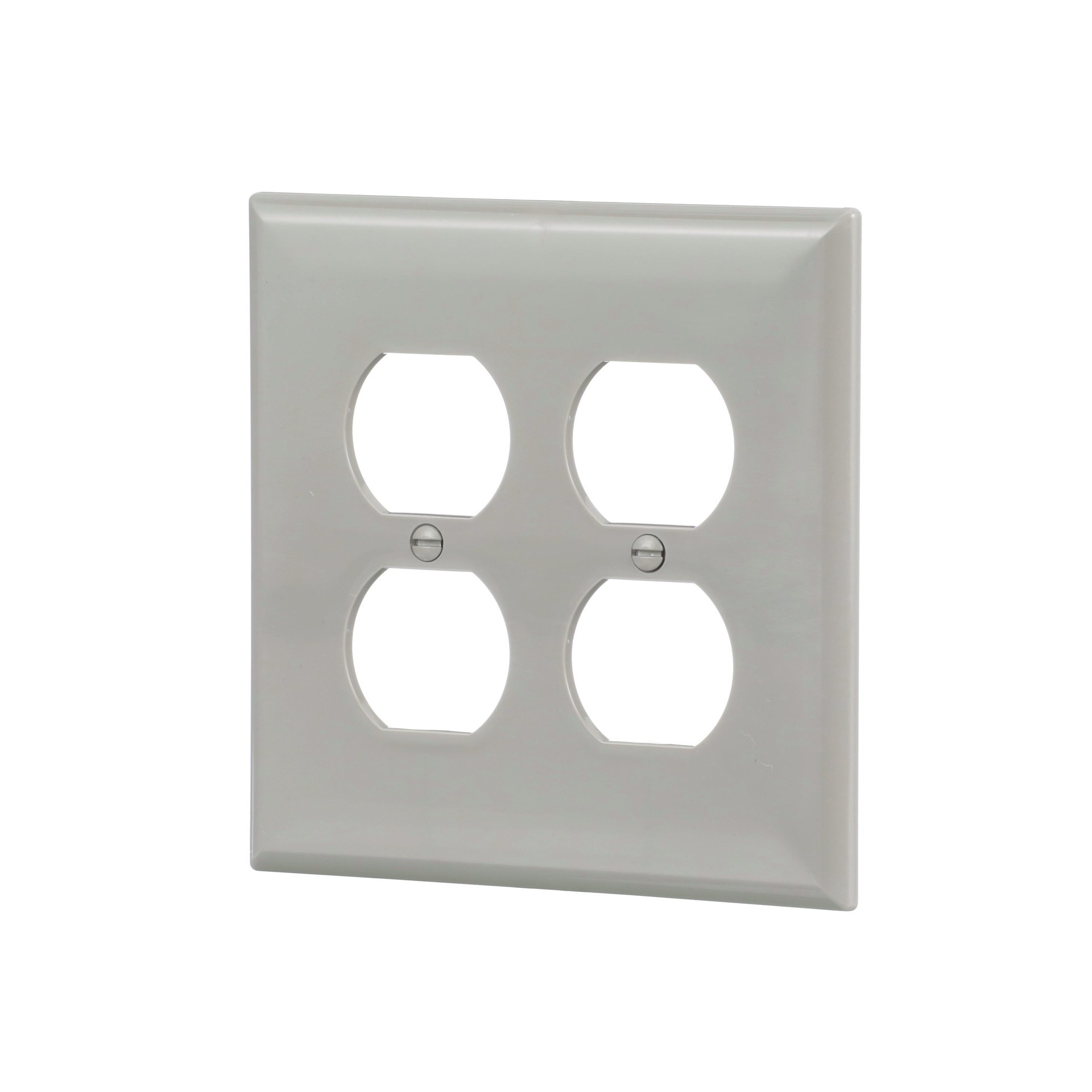 slide 2 of 6, 2 -Gang Midsize Size Gray Polycarbonate Indoor Duplex Wall Plate, 1 ct