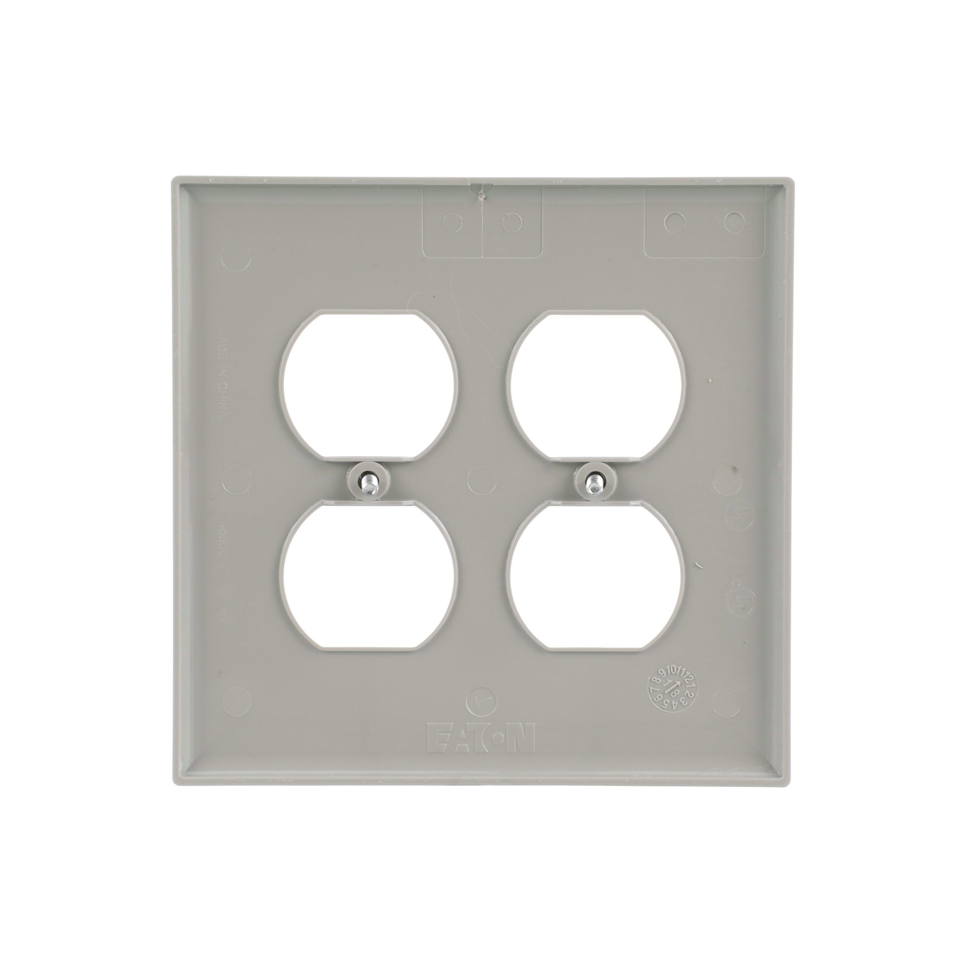 slide 4 of 6, 2 -Gang Midsize Size Gray Polycarbonate Indoor Duplex Wall Plate, 1 ct