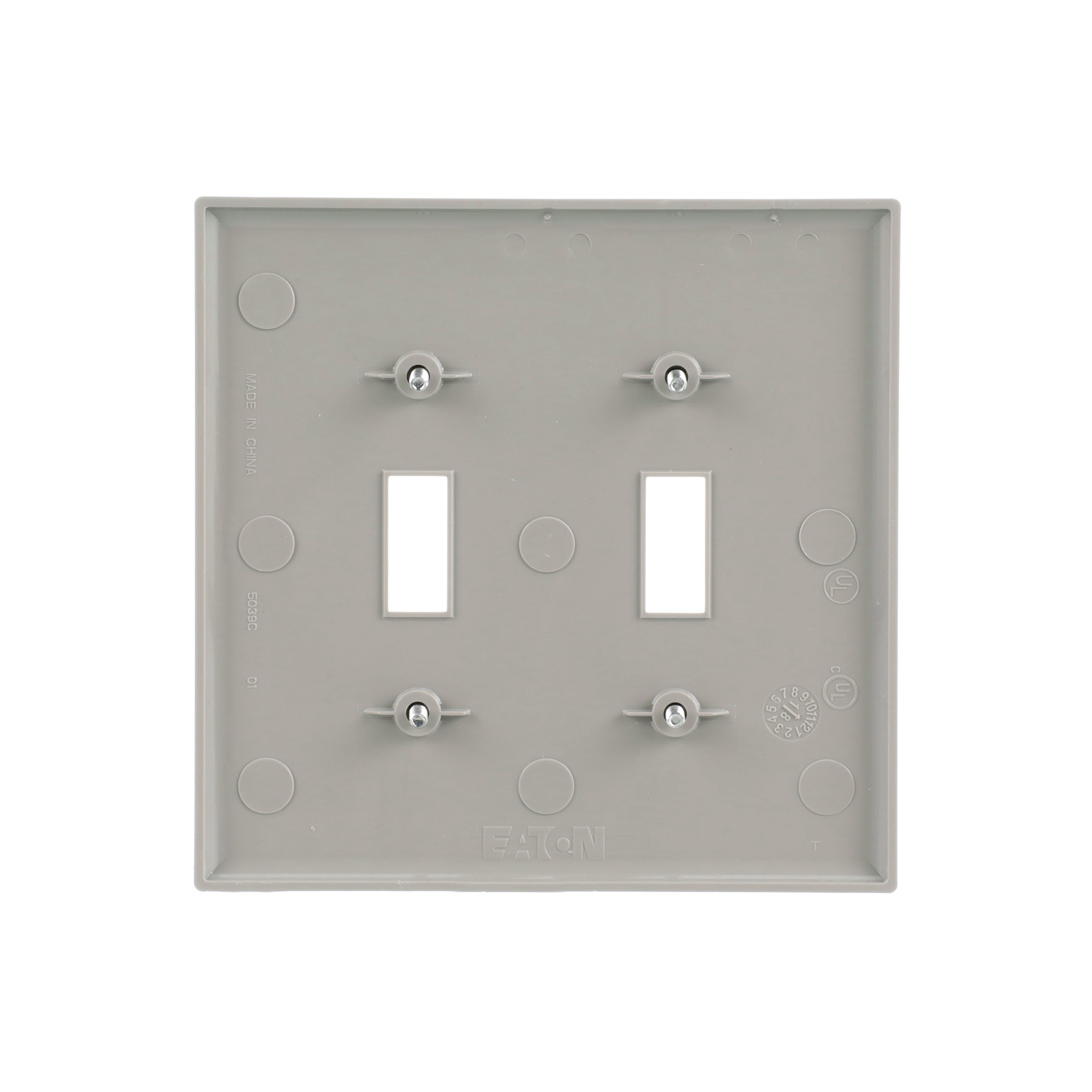 slide 5 of 6, Eaton 2 -Gang Midsize Size Gray Polycarbonate Indoor Toggle Wall Plate, 1 ct