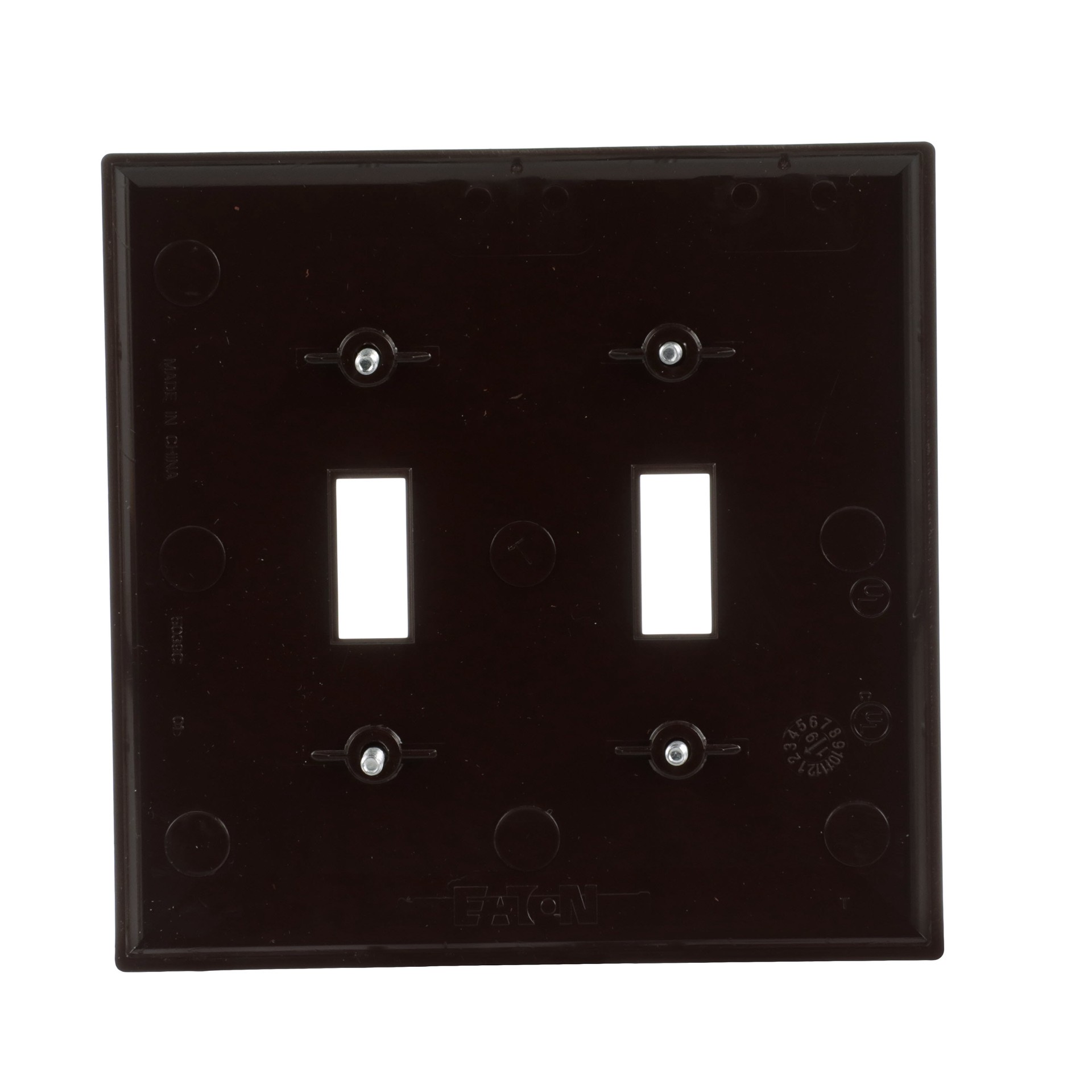 slide 4 of 6, Eaton 2 -Gang Midsize Size Brown Polycarbonate Indoor Toggle Wall Plate, 1 ct