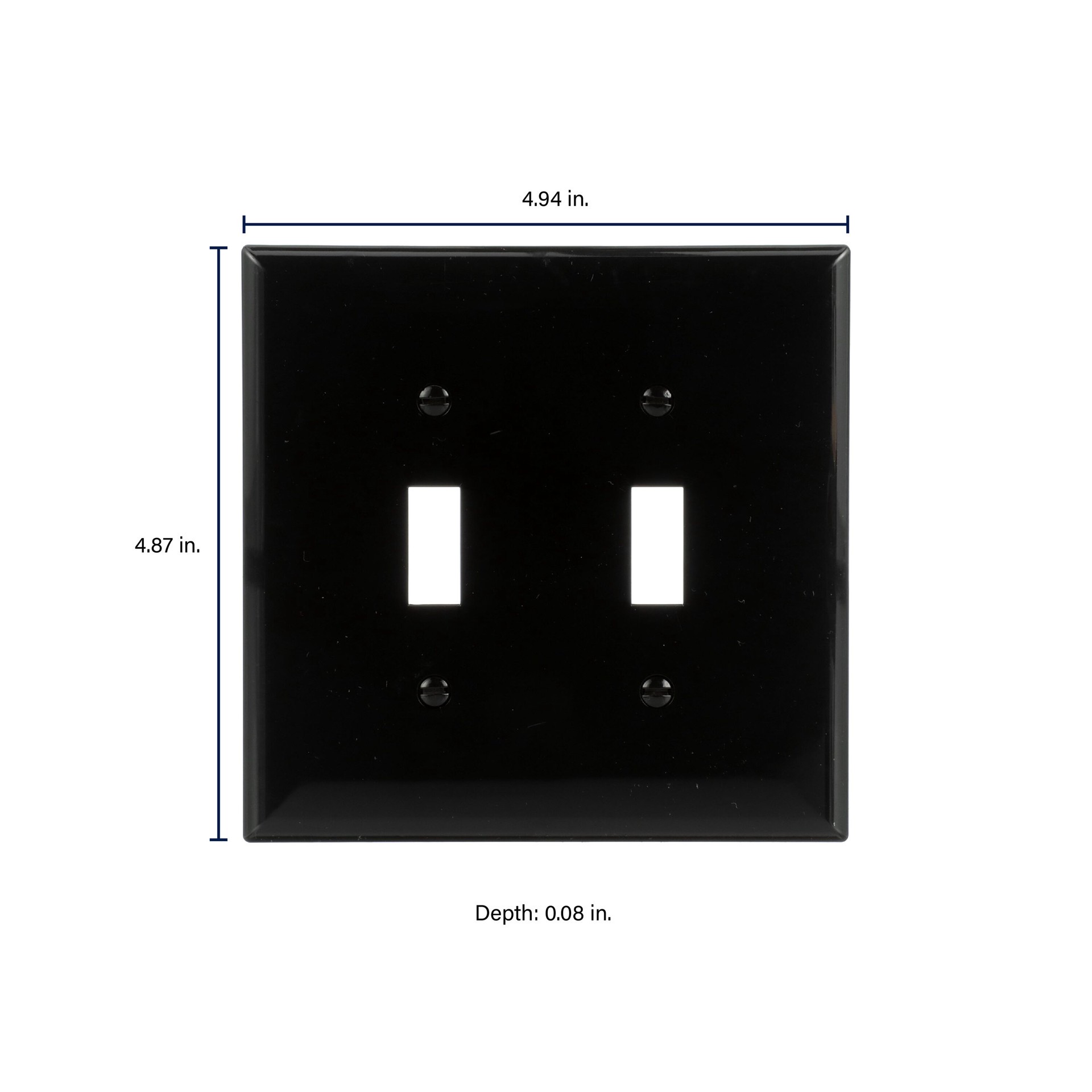 slide 2 of 6, Eaton 2 -Gang Midsize Size Black Polycarbonate Indoor Toggle Wall Plate, 1 ct