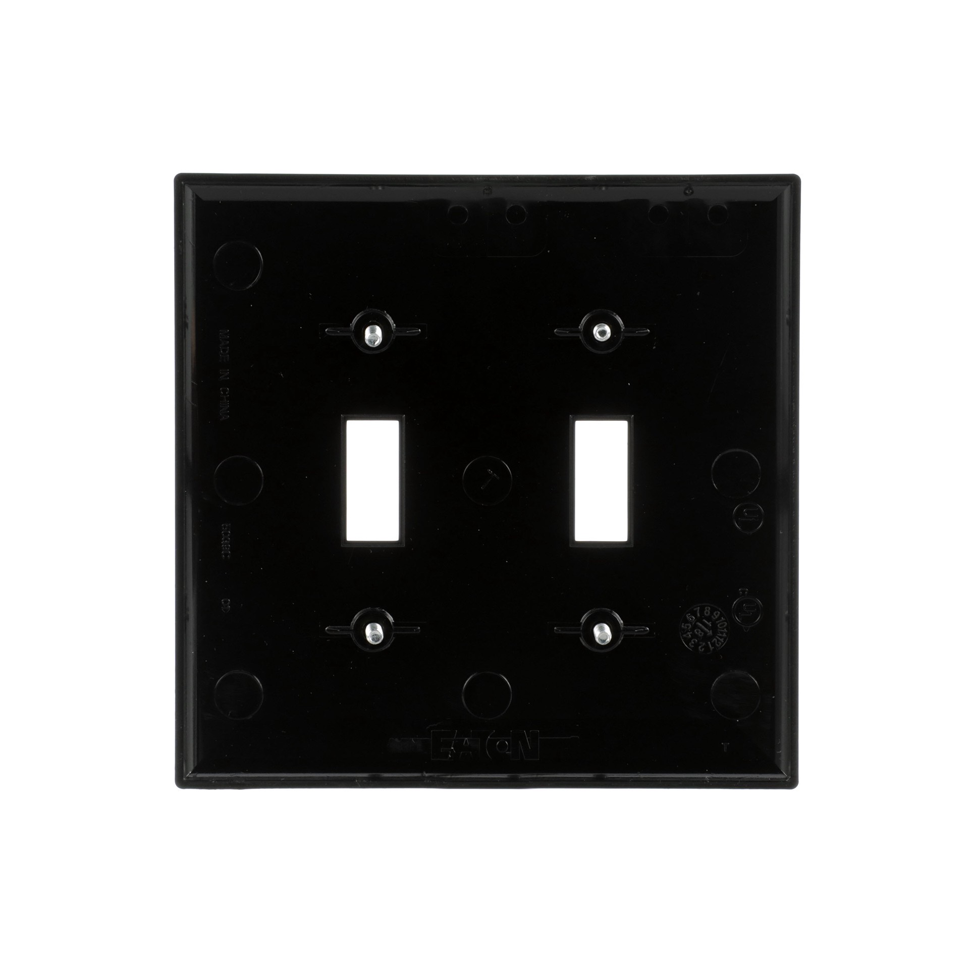 slide 5 of 6, Eaton 2 -Gang Midsize Size Black Polycarbonate Indoor Toggle Wall Plate, 1 ct