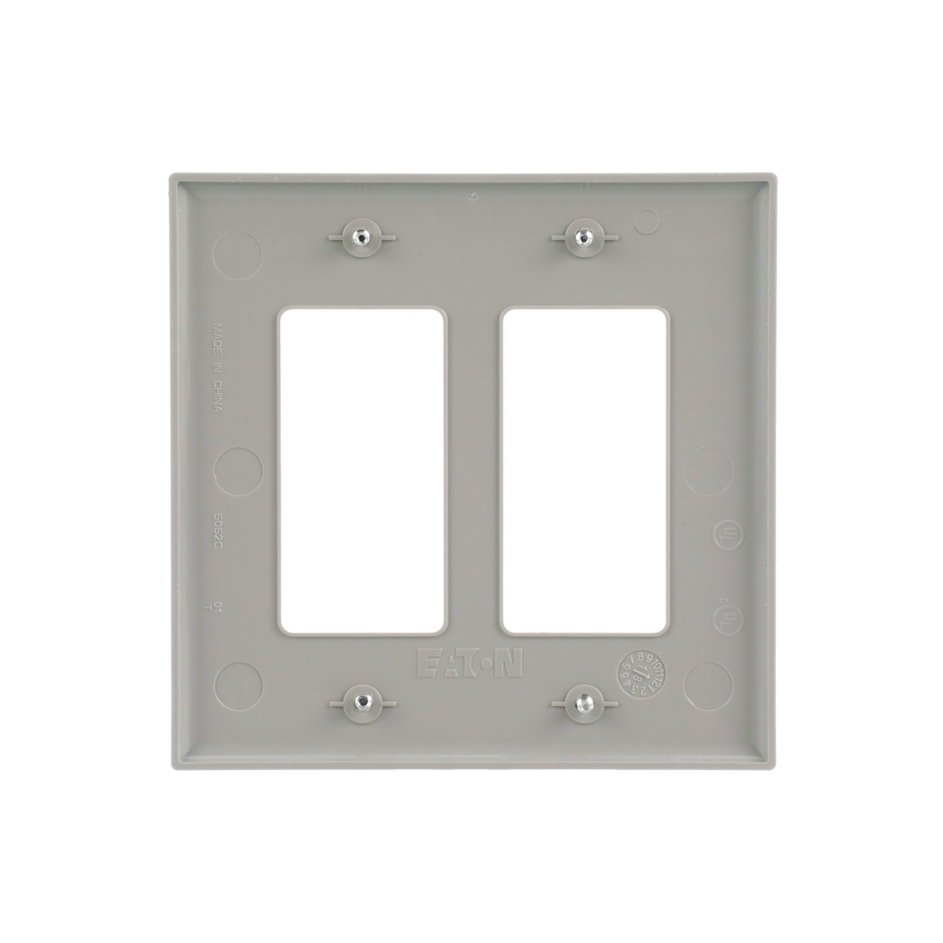 slide 4 of 6, Eaton 2 -Gang Midsize Size Gray Polycarbonate Indoor Decorator Wall Plate, 1 ct