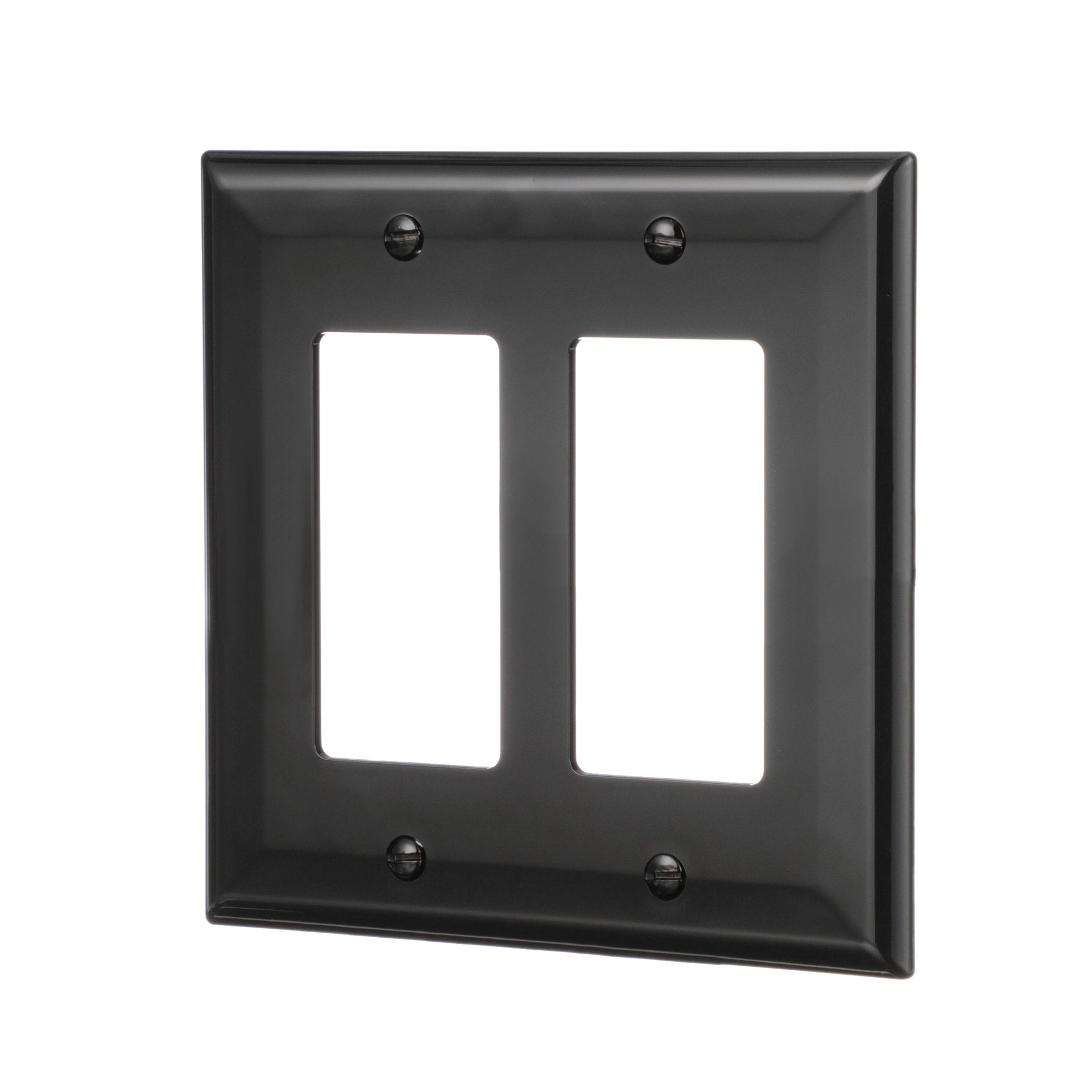 slide 3 of 6, Eaton 2 -Gang Midsize Size Black Polycarbonate Indoor Decorator Wall Plate, 1 ct