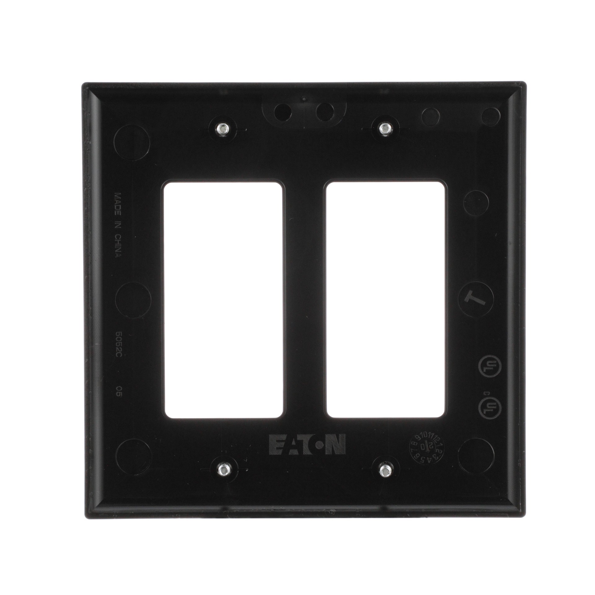 slide 5 of 6, Eaton 2 -Gang Midsize Size Black Polycarbonate Indoor Decorator Wall Plate, 1 ct