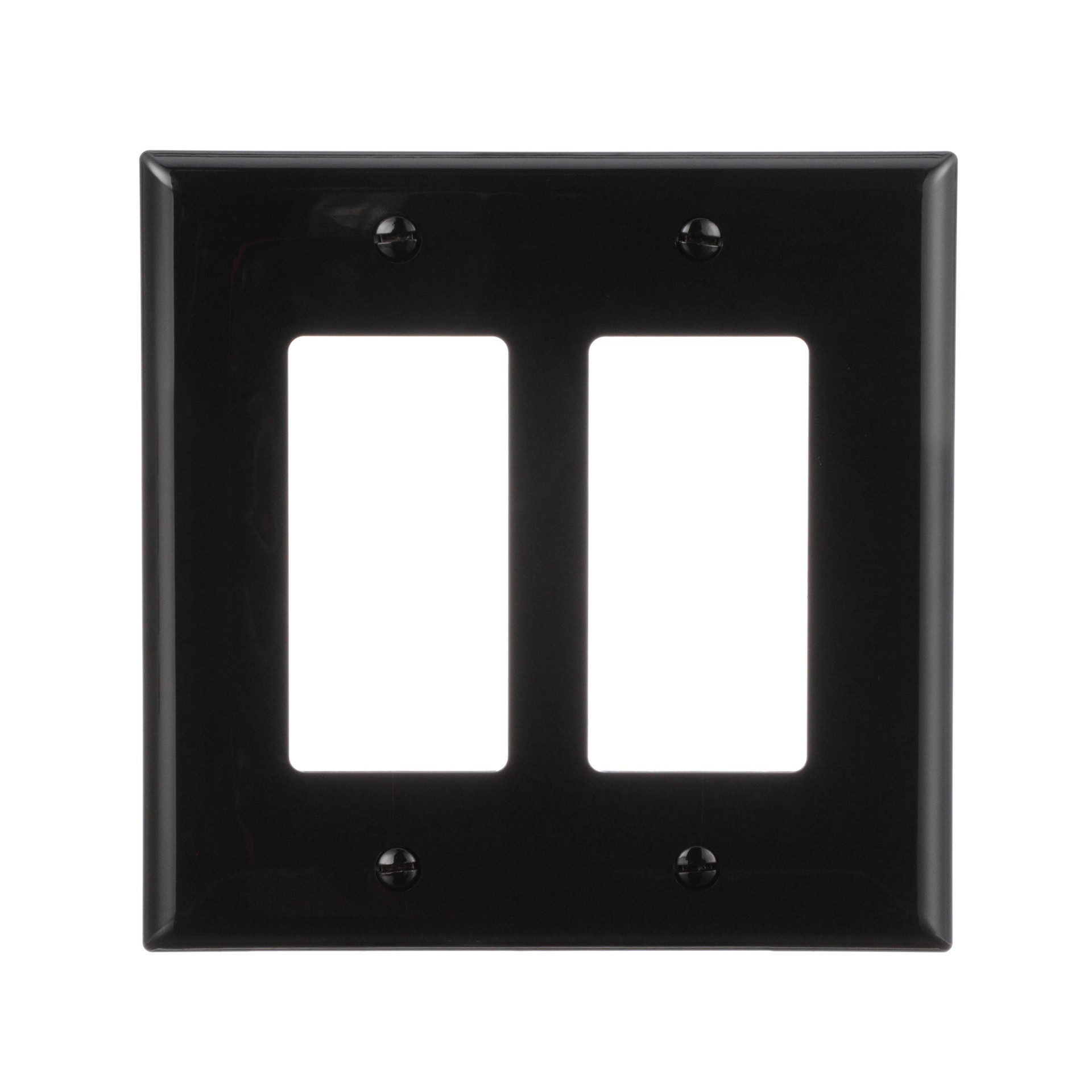 slide 1 of 6, Eaton 2 -Gang Midsize Size Black Polycarbonate Indoor Decorator Wall Plate, 1 ct