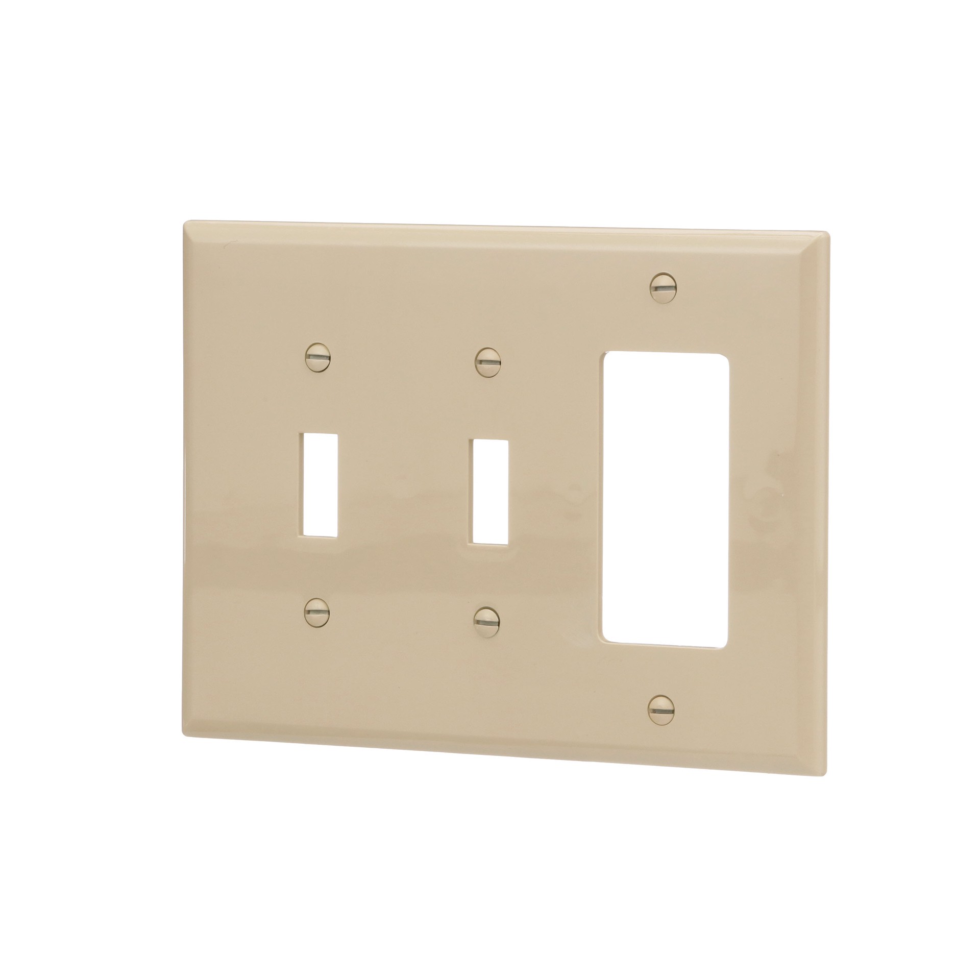 slide 2 of 6, Eaton 3 -Gang Midsize Size Ivory Polycarbonate Indoor Toggle/Decorator Wall Plate, 1 ct