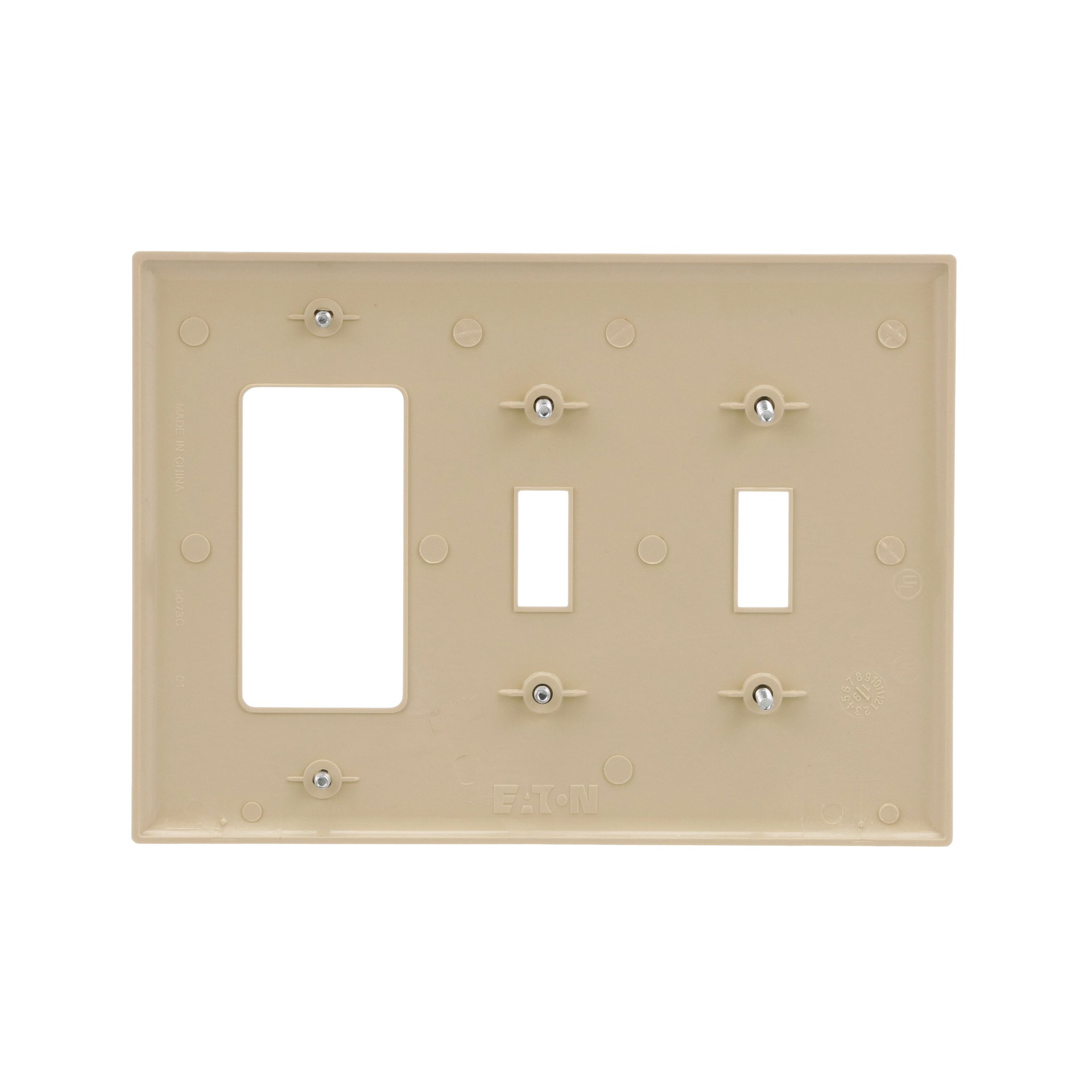 slide 4 of 6, Eaton 3 -Gang Midsize Size Ivory Polycarbonate Indoor Toggle/Decorator Wall Plate, 1 ct