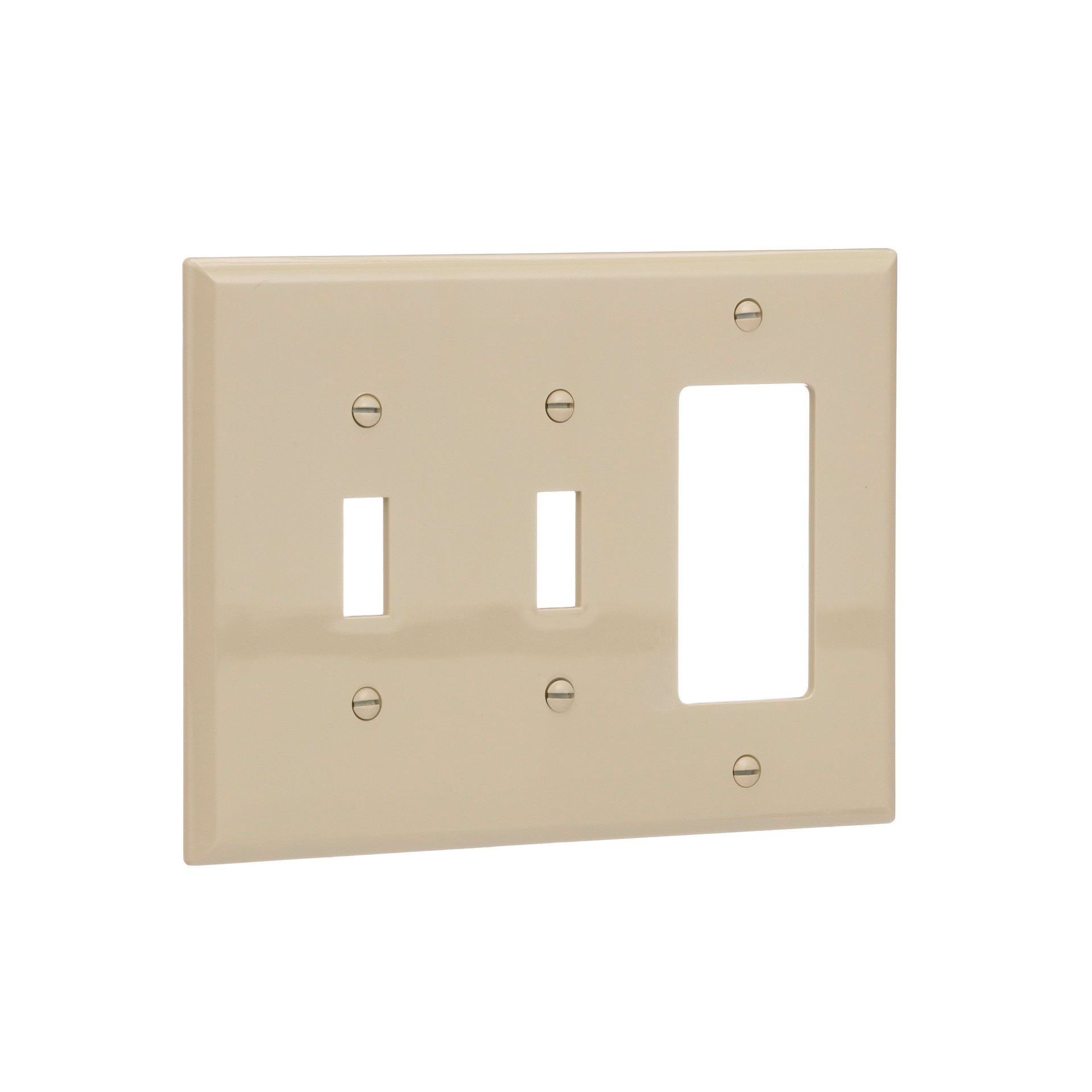 slide 6 of 6, Eaton 3 -Gang Midsize Size Ivory Polycarbonate Indoor Toggle/Decorator Wall Plate, 1 ct