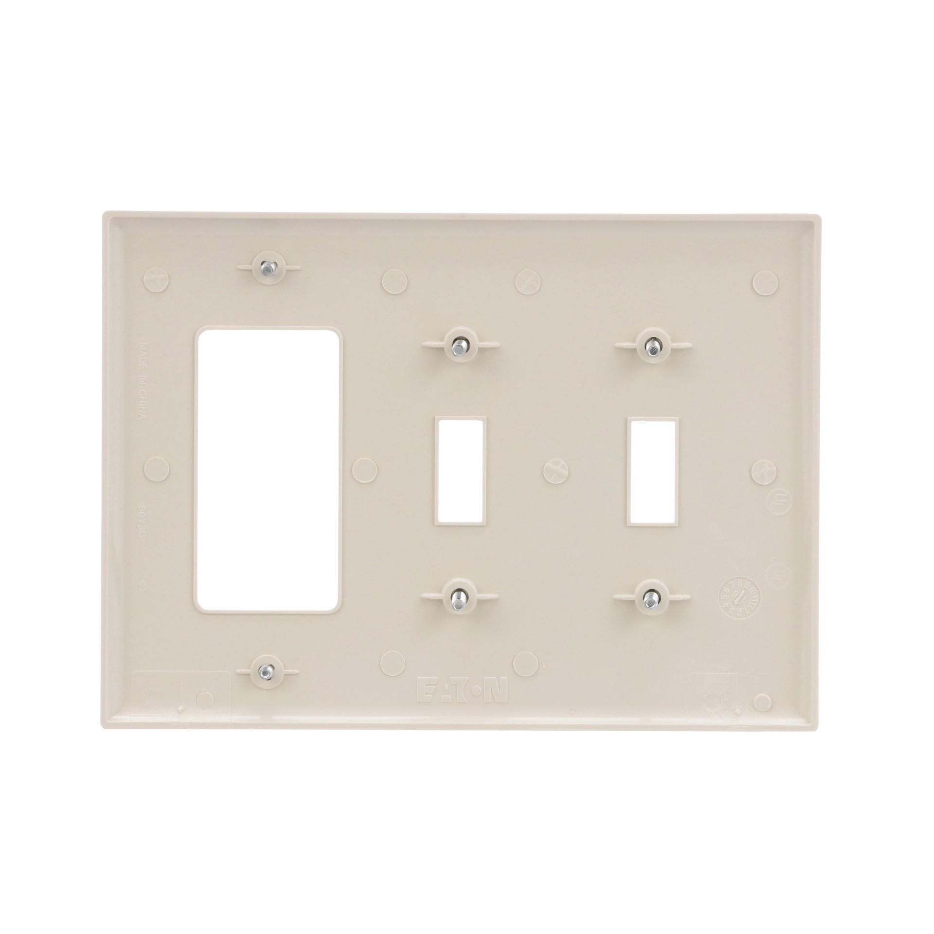 slide 4 of 6, Eaton 3 -Gang Midsize Size Light almond Polycarbonate Indoor Toggle/Decorator Wall Plate, 1 ct