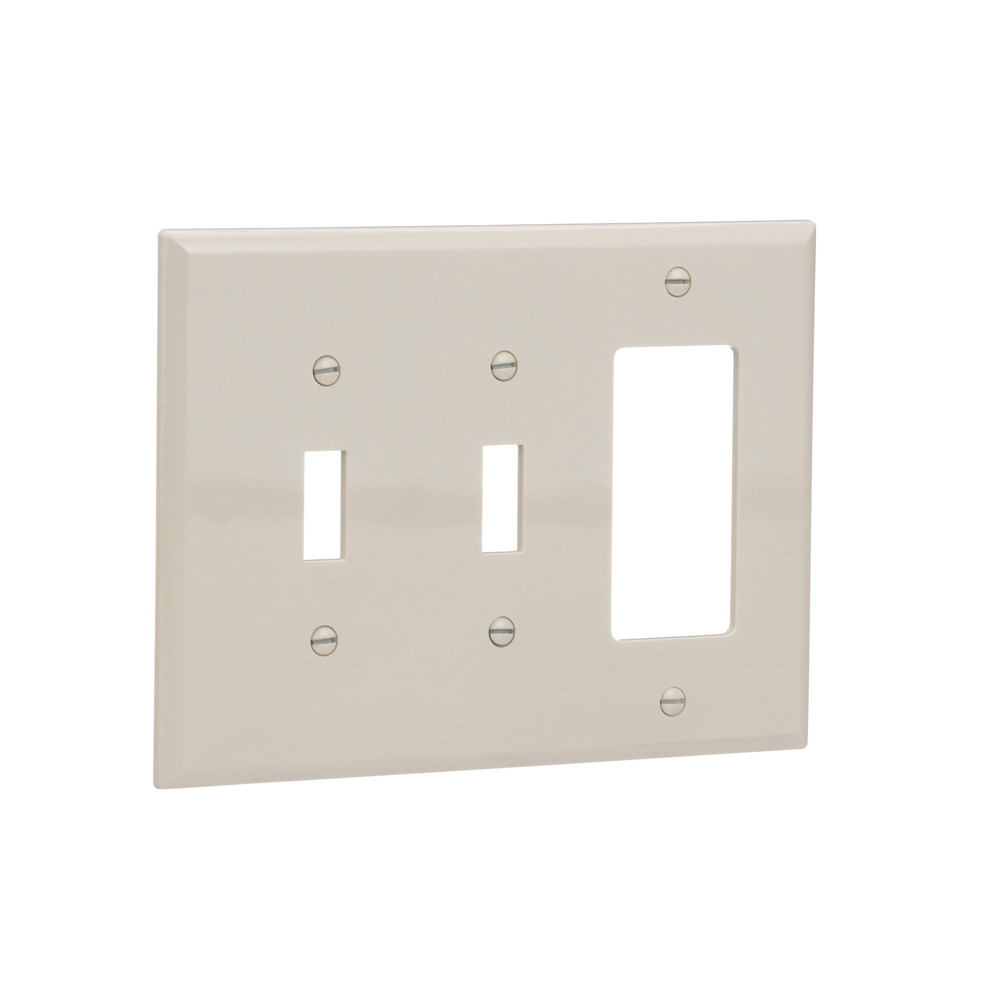 slide 6 of 6, Eaton 3 -Gang Midsize Size Light almond Polycarbonate Indoor Toggle/Decorator Wall Plate, 1 ct