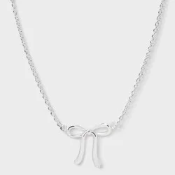 Silver Plated Bow Necklace - A New Day™ Silver
