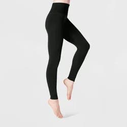 Women's High Waist Seamless Faux Fur Lined Leggings - A New Day™ Black L/XL