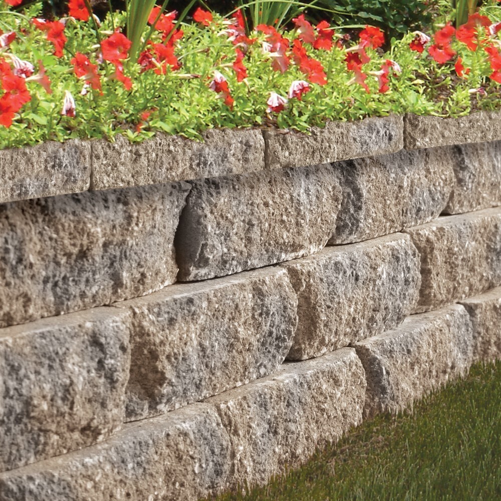 slide 3 of 6, 2.3-in H x 12-in L x 9-in D Tan/Charcoal Concrete Retaining wall cap, 1 ct