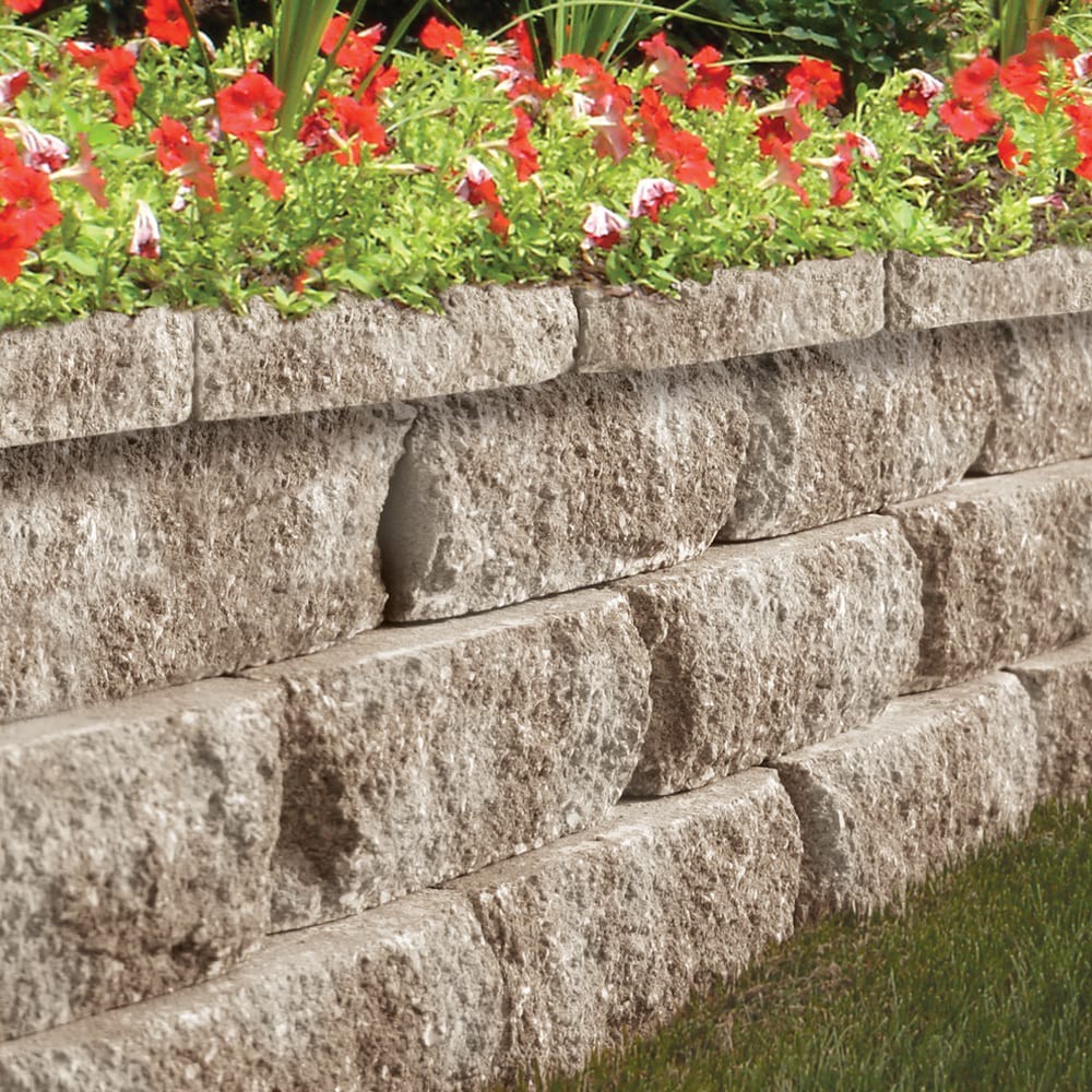 slide 3 of 6, 2.3-in H x 12-in L x 9-in D Limestone/Brown Concrete Retaining wall cap, 1 ct
