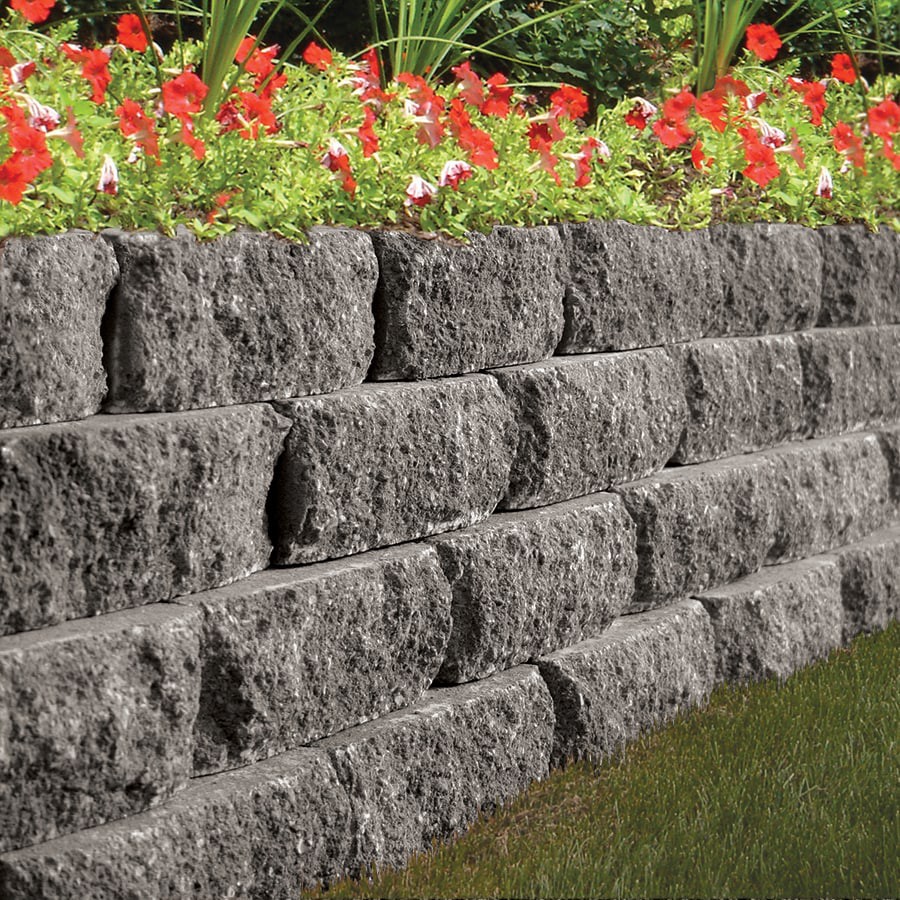 slide 2 of 6, 4-in H x 12-in L x 7-in D Gray Splitface Concrete Retaining wall block, 1 ct