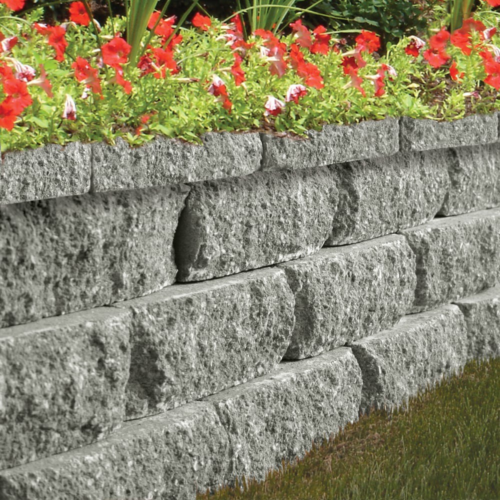 slide 4 of 6, 4-in H x 12-in L x 7-in D Gray Splitface Concrete Retaining wall block, 1 ct