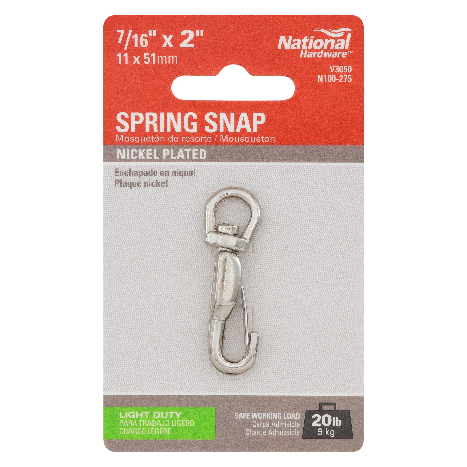 slide 3 of 5, National Hardware N100-275- 7/16-in x 2-in Spring Snap in Zinc Plated, 1 ct