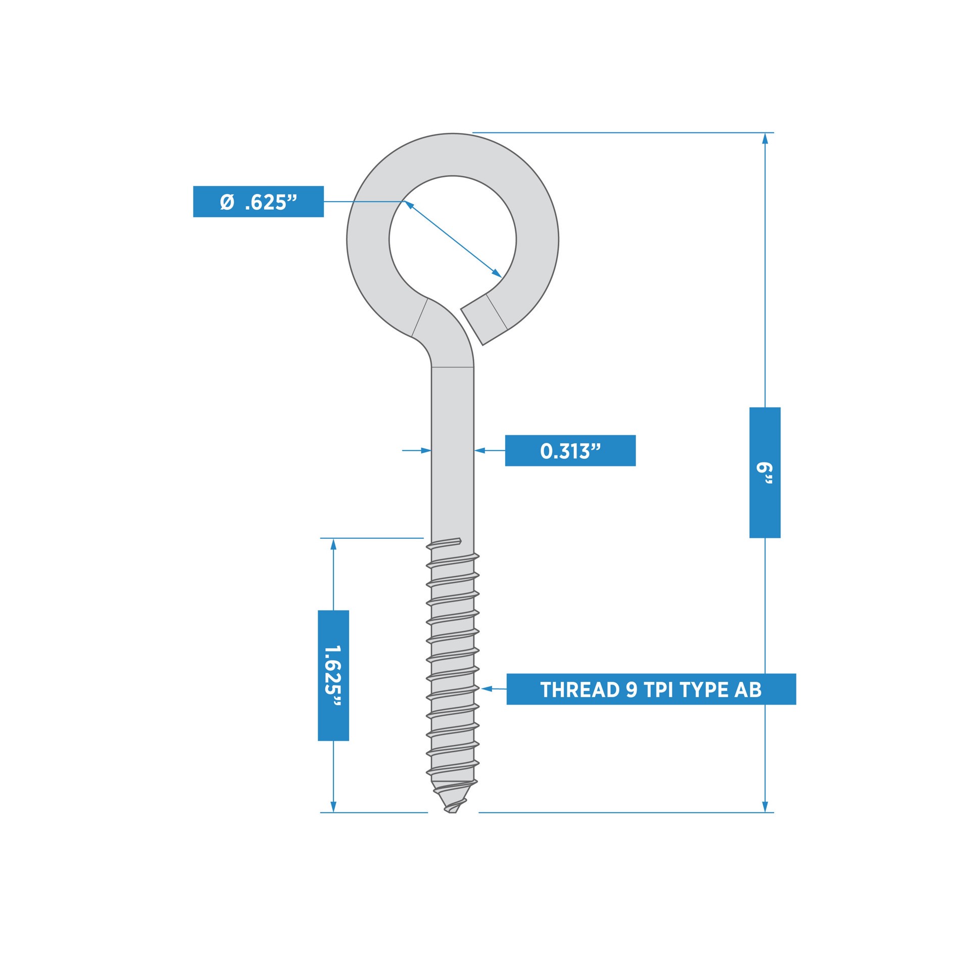 slide 4 of 5, National Hardware 5/16-in x 6-in Zinc-plated Interior/Exterior Coarse Thread Eye Bolt, 1 ct