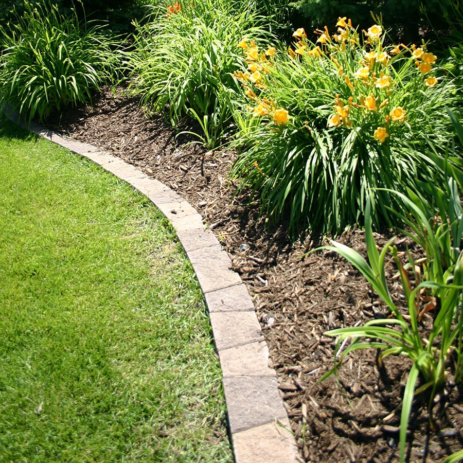 slide 2 of 6, Midwest Products Group Insignia 8-in L x 5-in W x 3-in H Tan-Gray-Charcoal/Hard split texture Concrete Curved edging stone, 1 ct