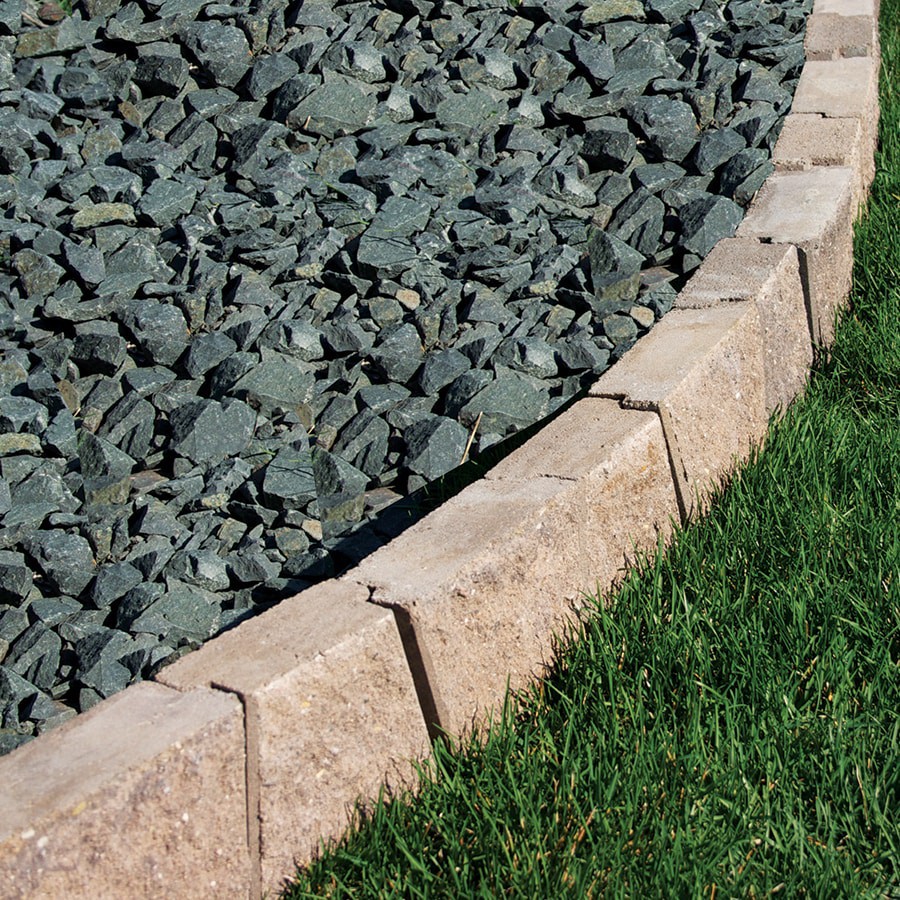 slide 5 of 6, Midwest Products Group Insignia 8-in L x 5-in W x 3-in H Tan-Gray-Charcoal/Hard split texture Concrete Curved edging stone, 1 ct