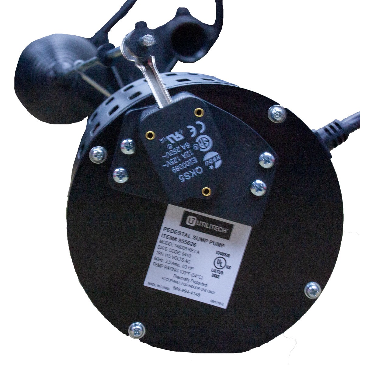 slide 4 of 6, Utilitech 1/3-HP 58-Gallon Thermoplastic Pedestal sump pump, 1 ct