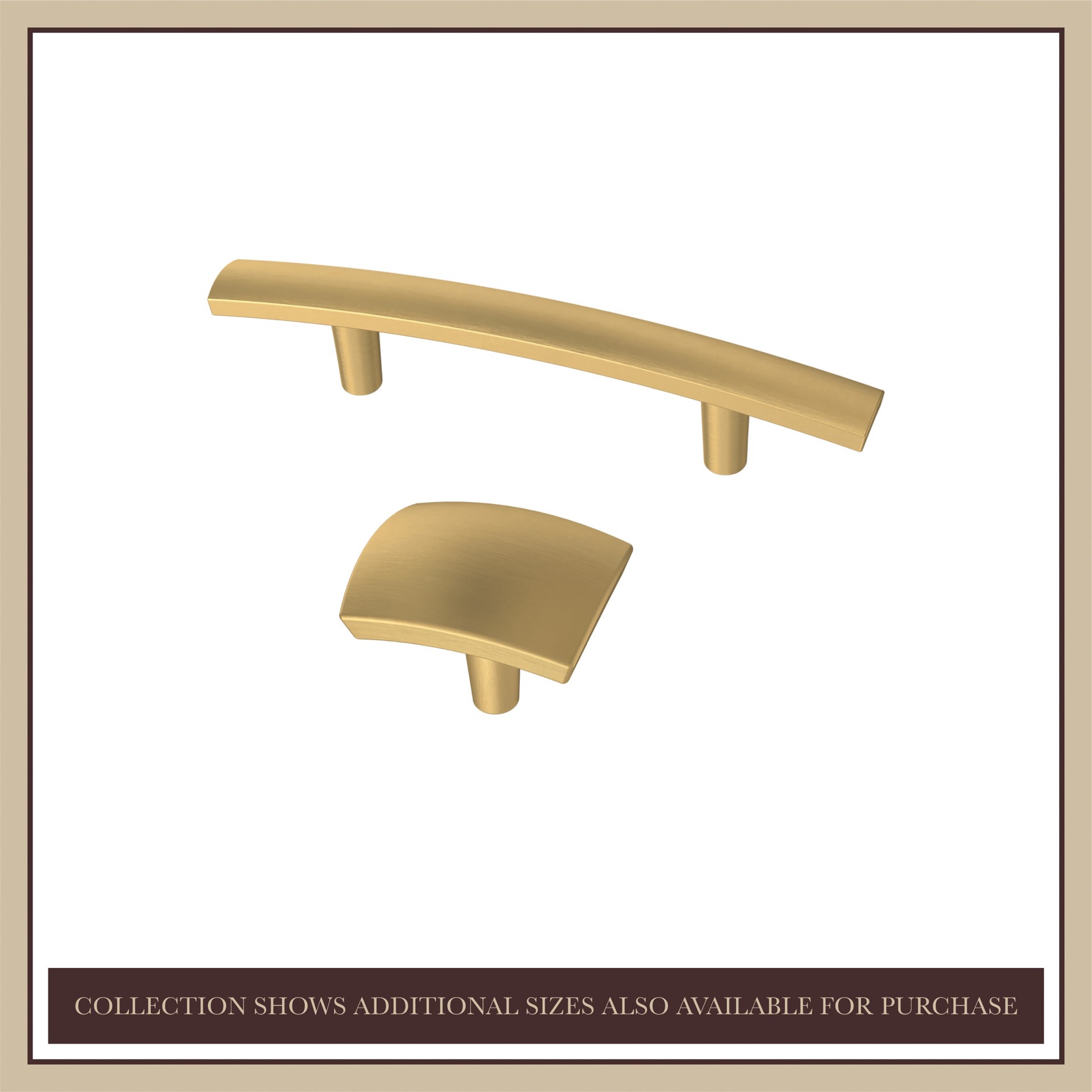 slide 3 of 6, allen + roth Amelia 1-7/16-in Brushed Brass Rectangular Modern Cabinet Knob, 1 ct