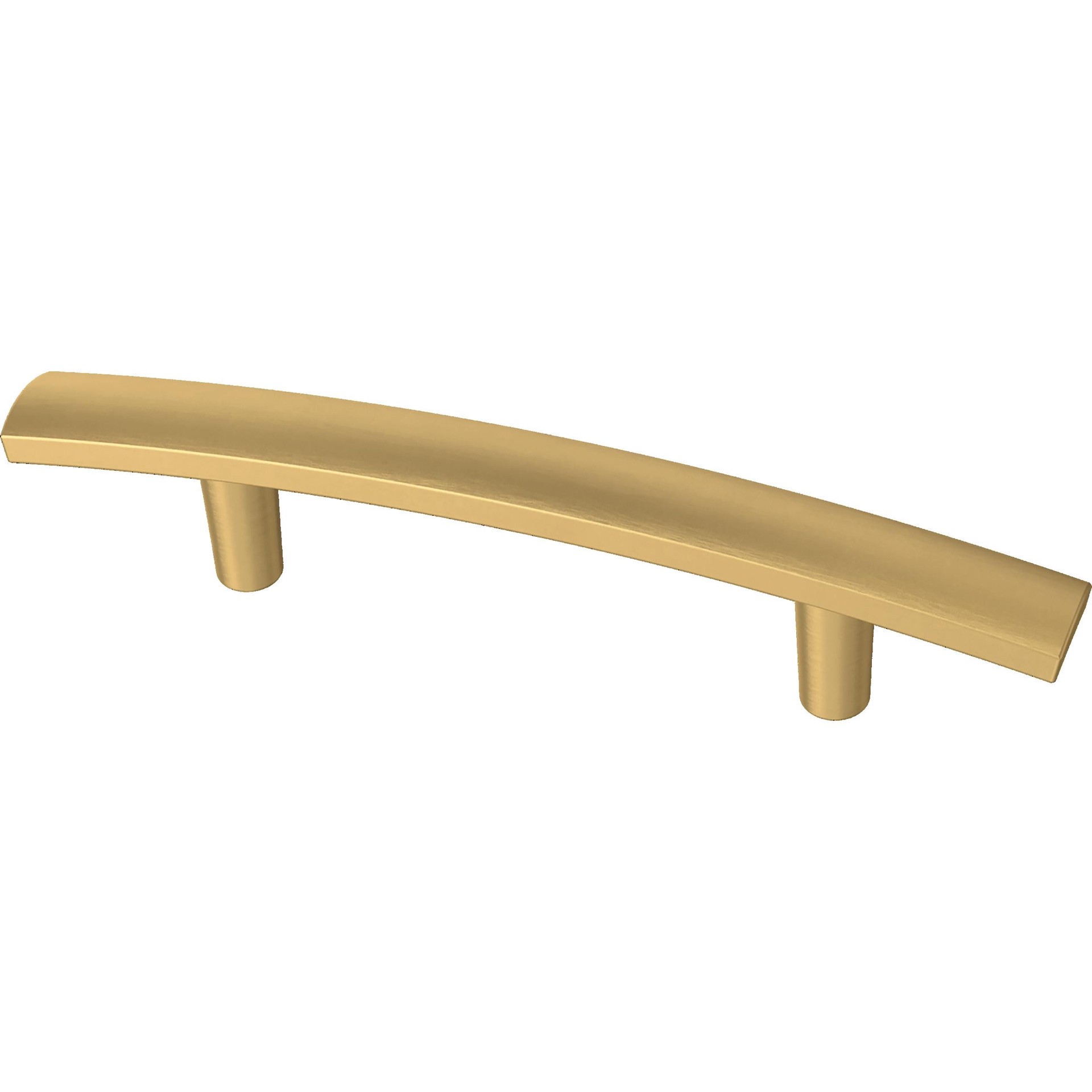 slide 1 of 6, allen + roth Amelia 3-in , 76mm Center to Center Brushed Brass Arch Bar Drawer Pull, 1 ct