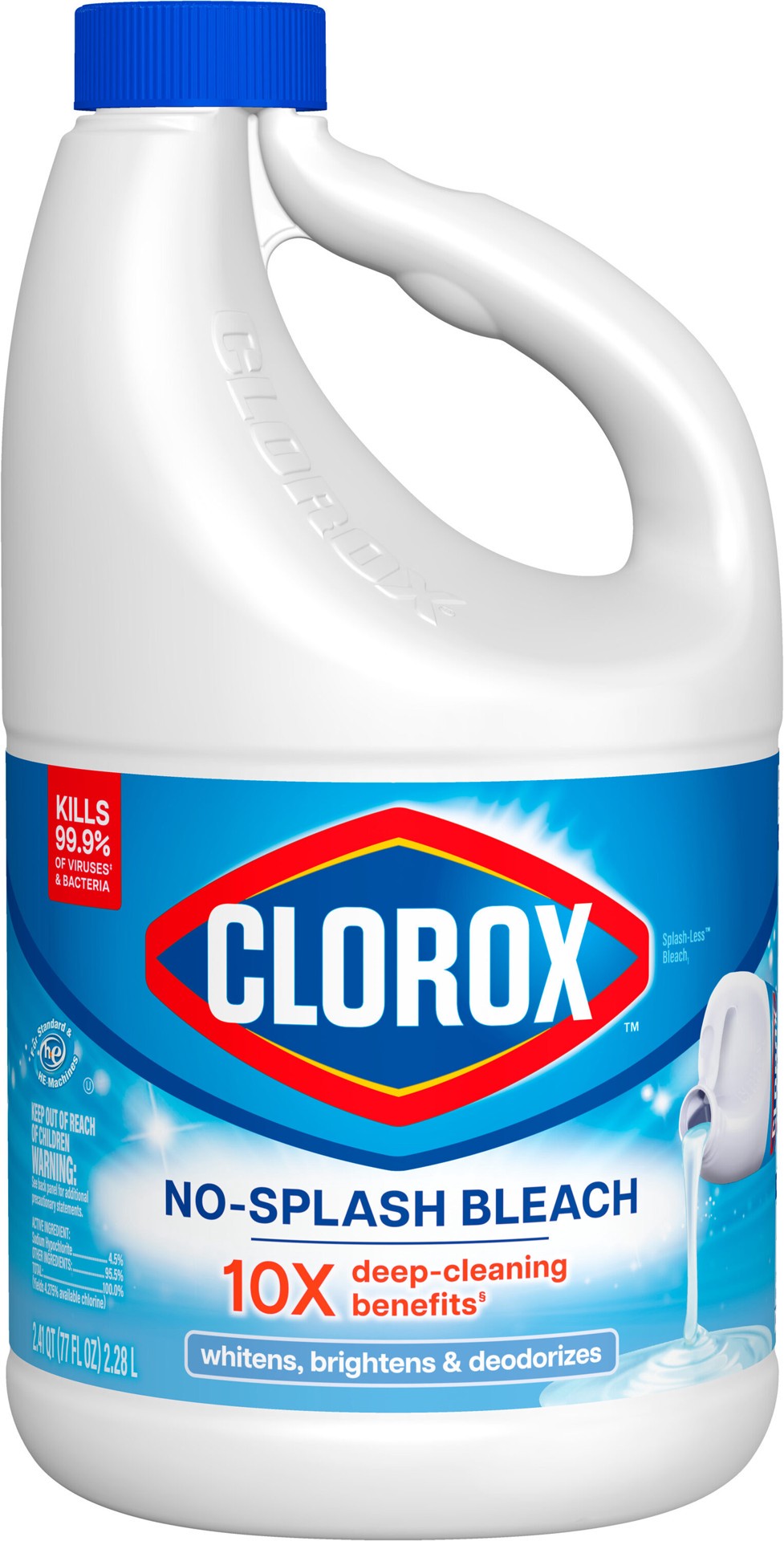slide 3 of 6, Clorox Splash-Less Concentrated Disinfecting Regular 77 Fluid ounce(s) Household Bleach, 1 ct