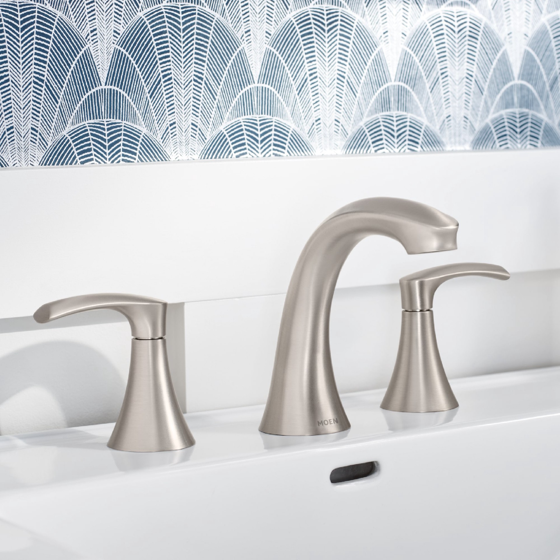 slide 1 of 6, Moen Graeden Spot Resist Brushed Nickel Widespread 2-handle WaterSense High-arc Commercial/Residential Handle Bathroom Sink Faucet with Drain, 1 ct