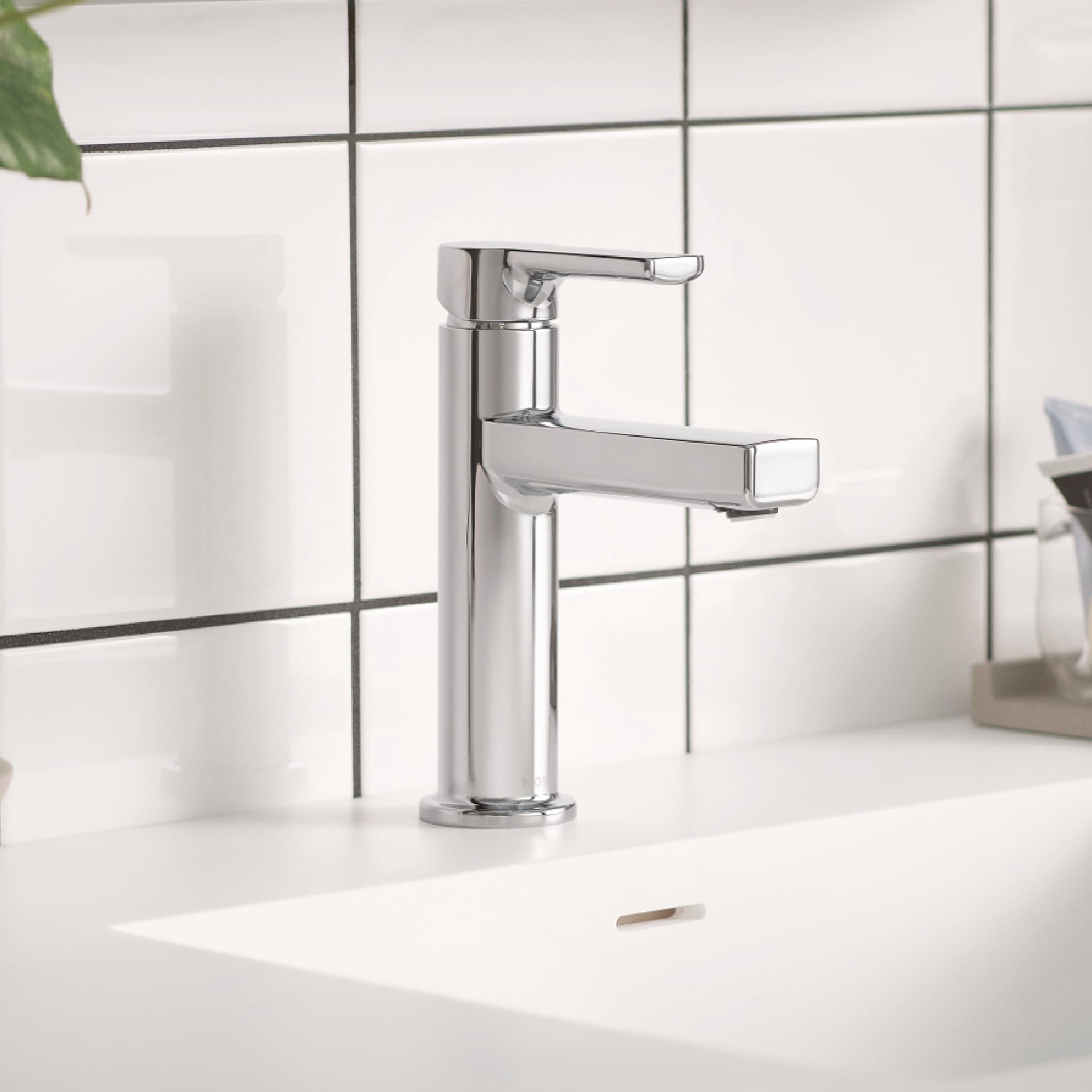 slide 1 of 6, Moen Rinza Chrome Single hole 1-handle WaterSense High-arc Residential Handle Bathroom Sink Faucet with Drain with Deck Plate, 1 ct