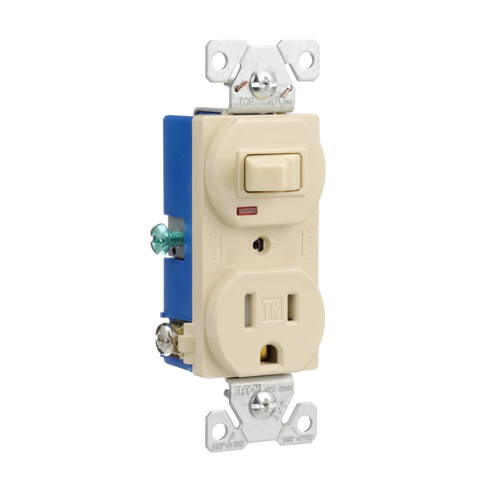 slide 6 of 6, Eaton 15 -Amp 125-volt Tamper Resistant Residential/Commercial Duplex Switch outlet , Ivory, 1 ct