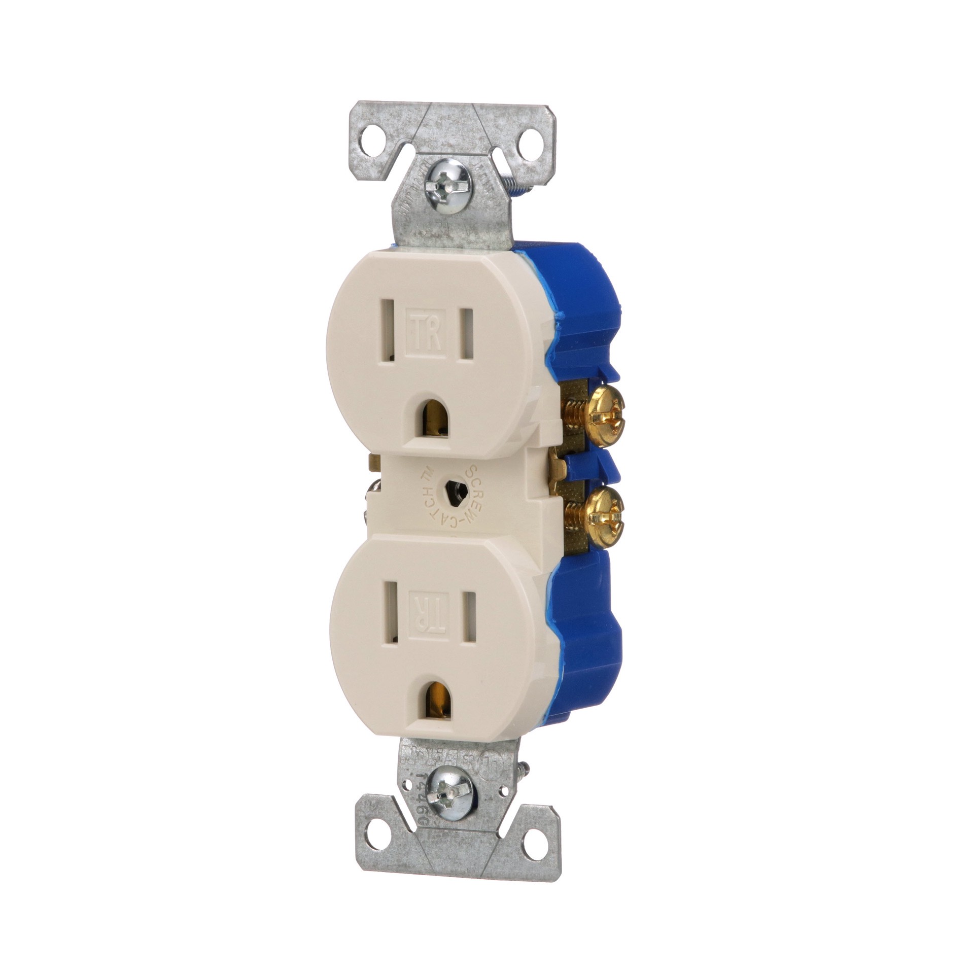 slide 2 of 6, 15 -Amp 125-volt Tamper Resistant Residential Duplex Outlet , Light almond, 1 ct