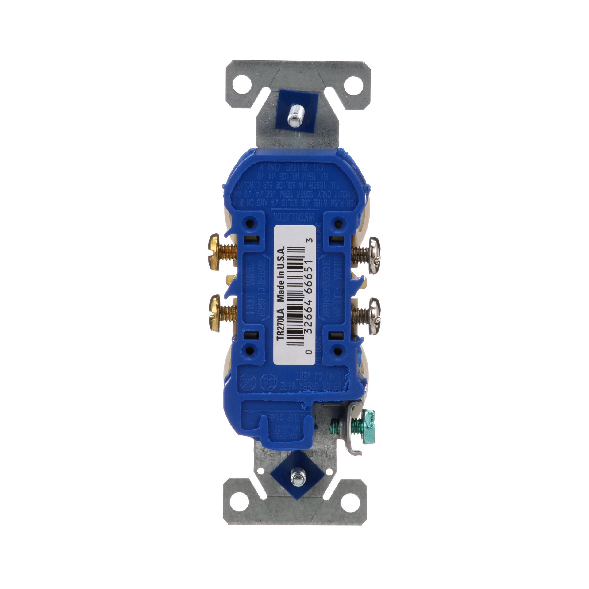 slide 4 of 6, 15 -Amp 125-volt Tamper Resistant Residential Duplex Outlet , Light almond, 1 ct