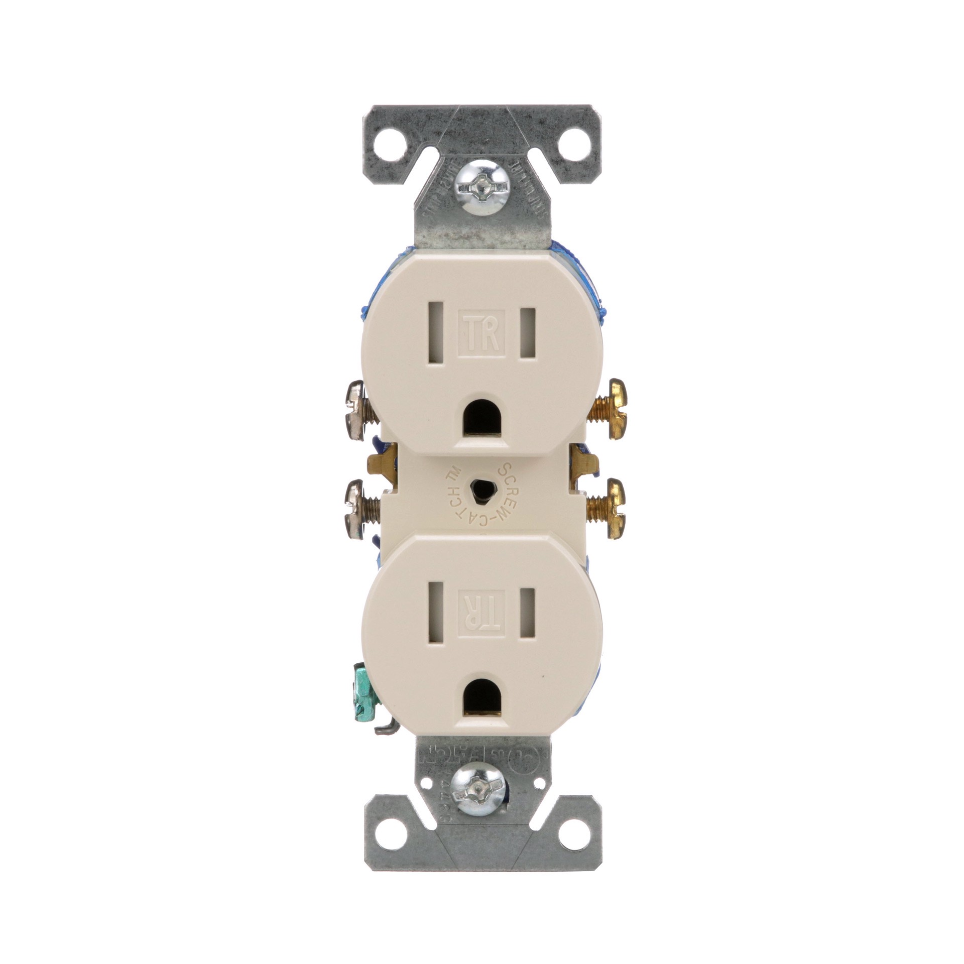 slide 1 of 6, 15 -Amp 125-volt Tamper Resistant Residential Duplex Outlet , Light almond, 1 ct