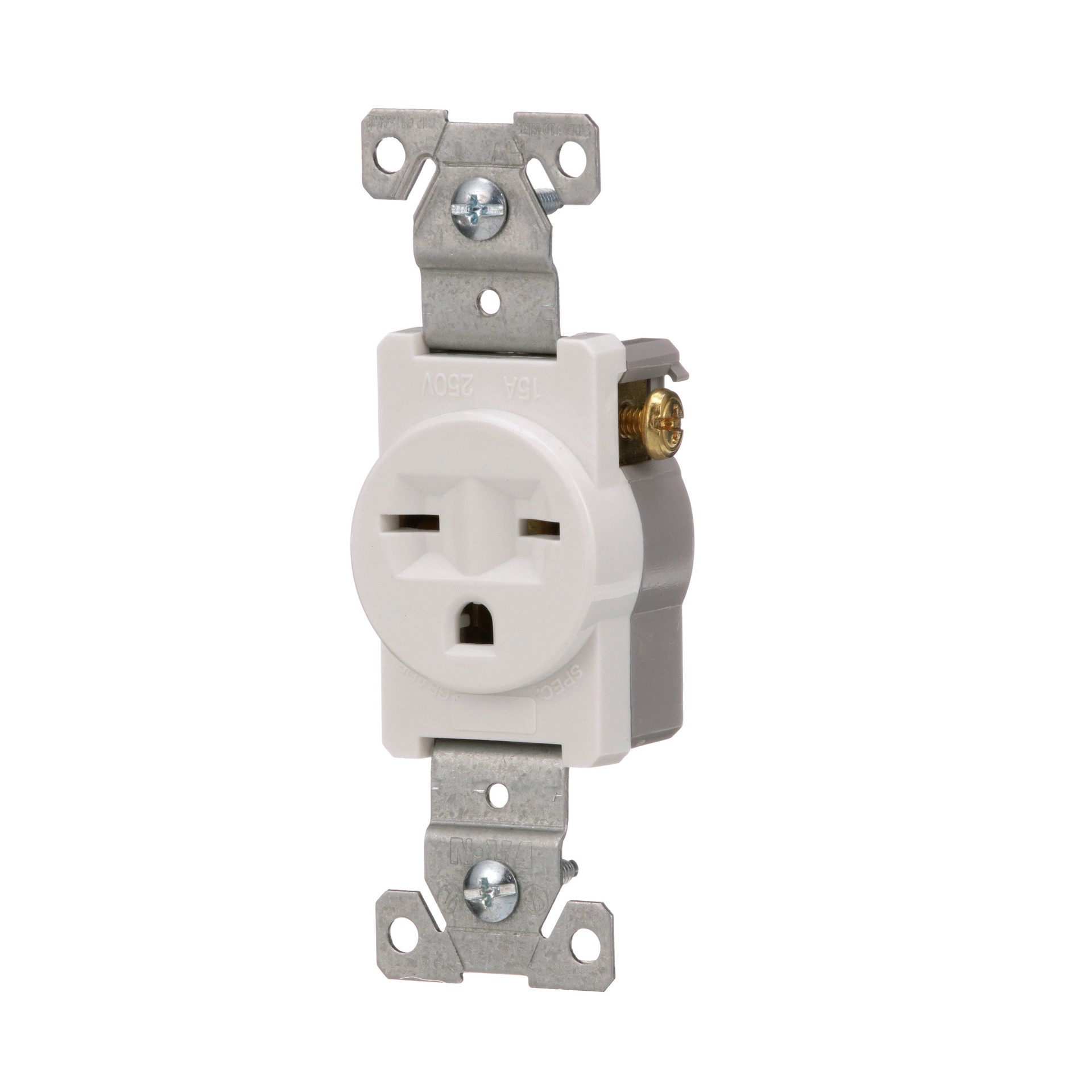 slide 2 of 6, Eaton 15 -Amp 250-volt Commercial Round Outlet , White, 1 ct