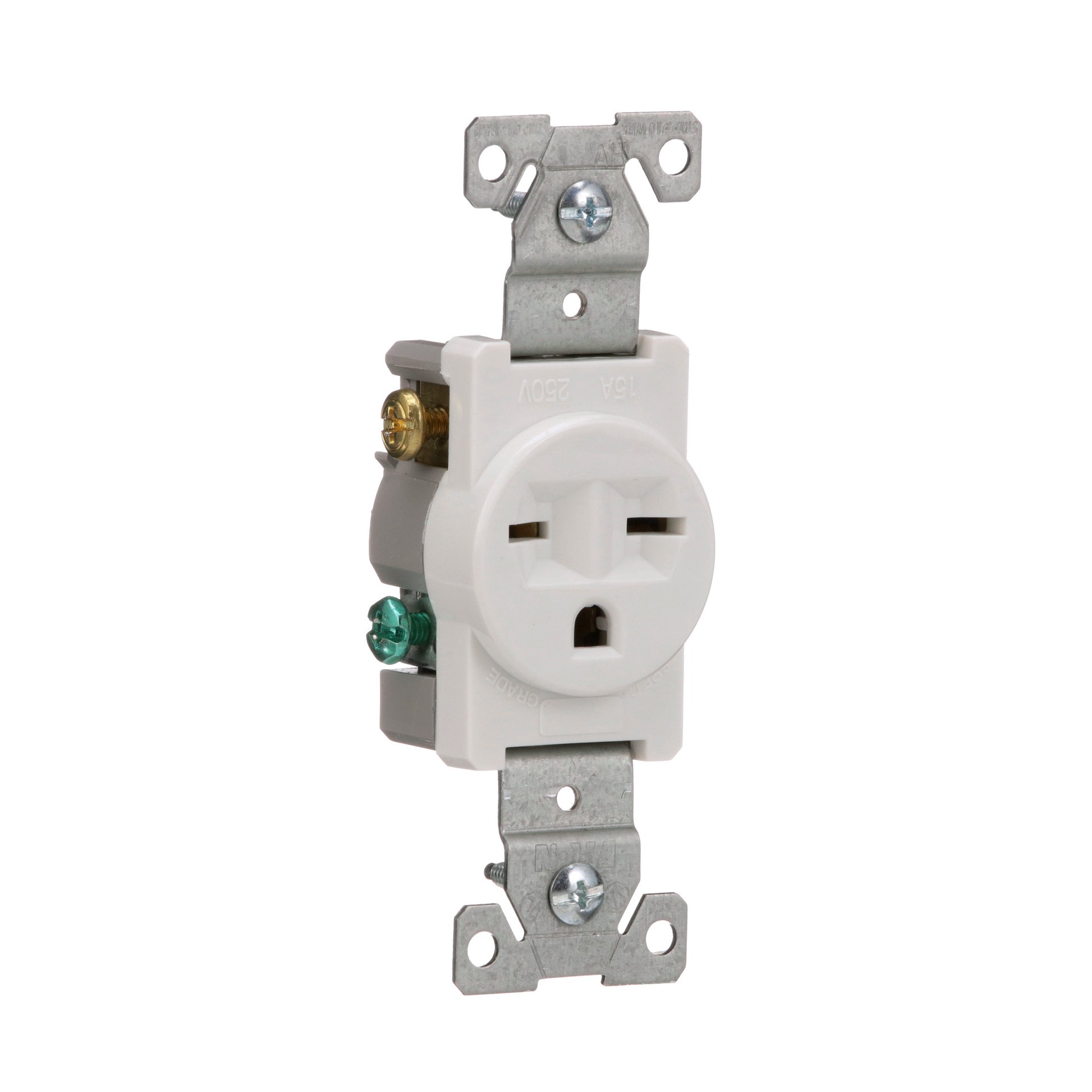 slide 6 of 6, Eaton 15 -Amp 250-volt Commercial Round Outlet , White, 1 ct