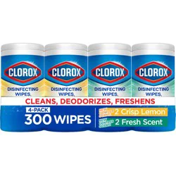 Clorox 300 -Count Crisp Lemon/ Fresh Disinfectant Wipes All-Purpose Cleaner 4 -Pack